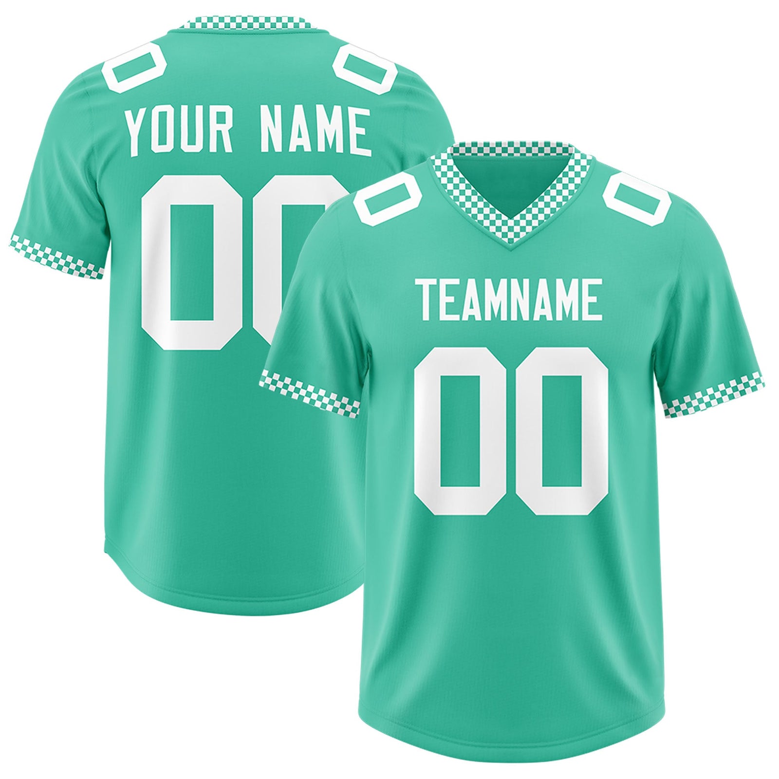 Custom Bright Green White Personalized Neckline Square Classic Authentic Football Jersey