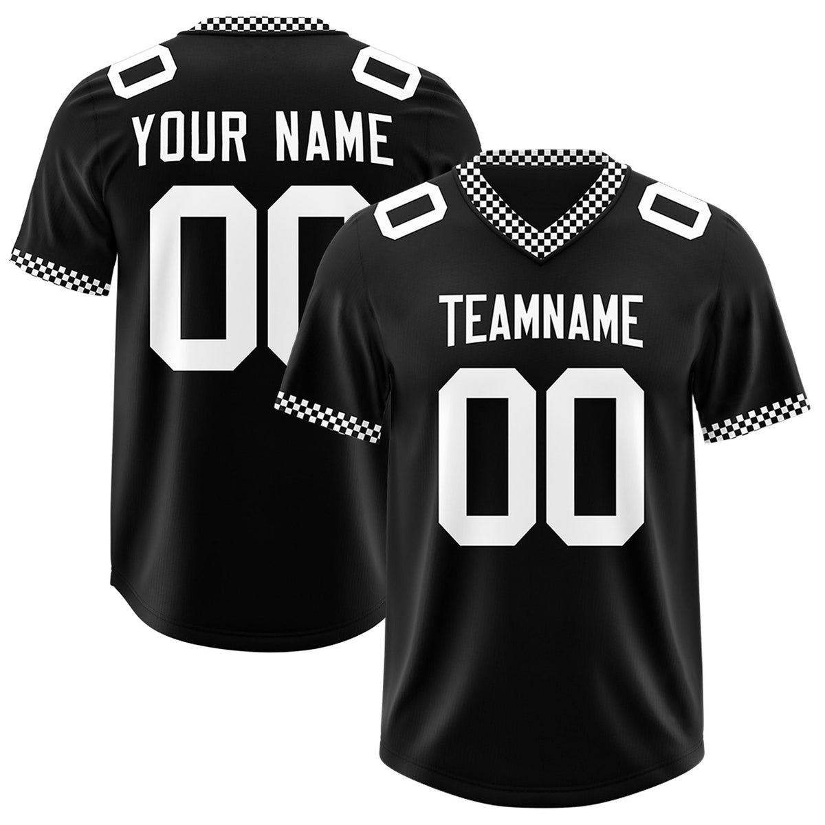 Custom Black White Personalized Neckline Square Classic Authentic Football Jersey