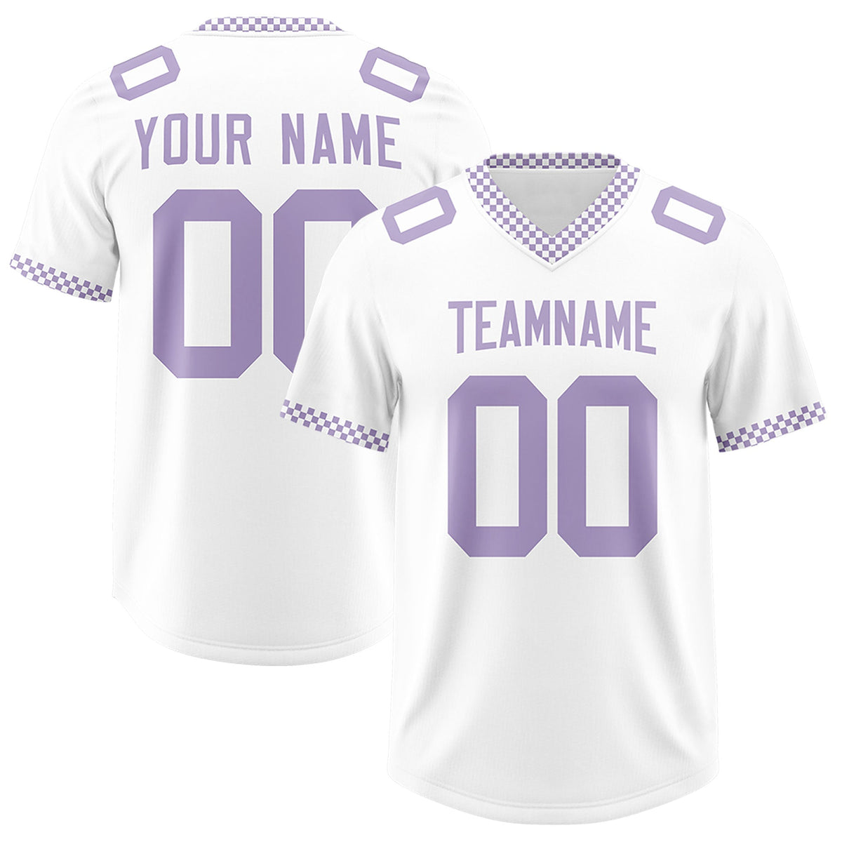 Custom White Light Purple Personalized Neckline Square Classic Authentic Football Jersey
