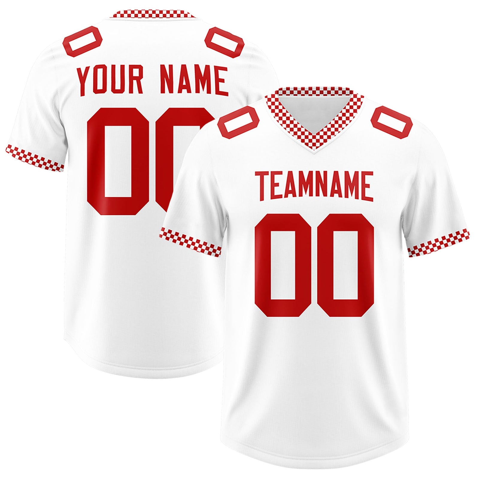 Custom White Red Personalized Neckline Square Classic Authentic Football Jersey