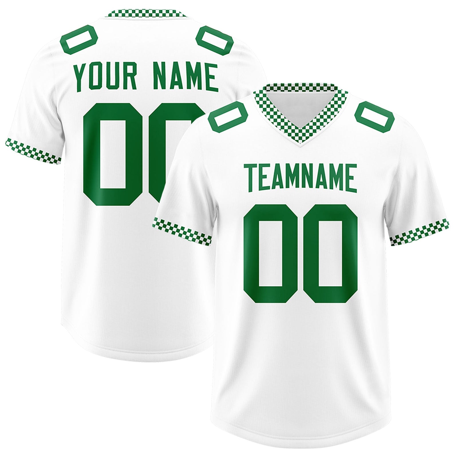 Custom White Kelly Green Personalized Neckline Square Classic Authentic Football Jersey