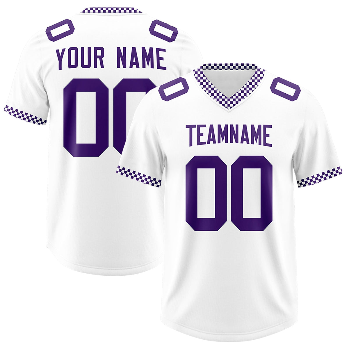 Custom White Purple Personalized Neckline Square Classic Authentic Football Jersey