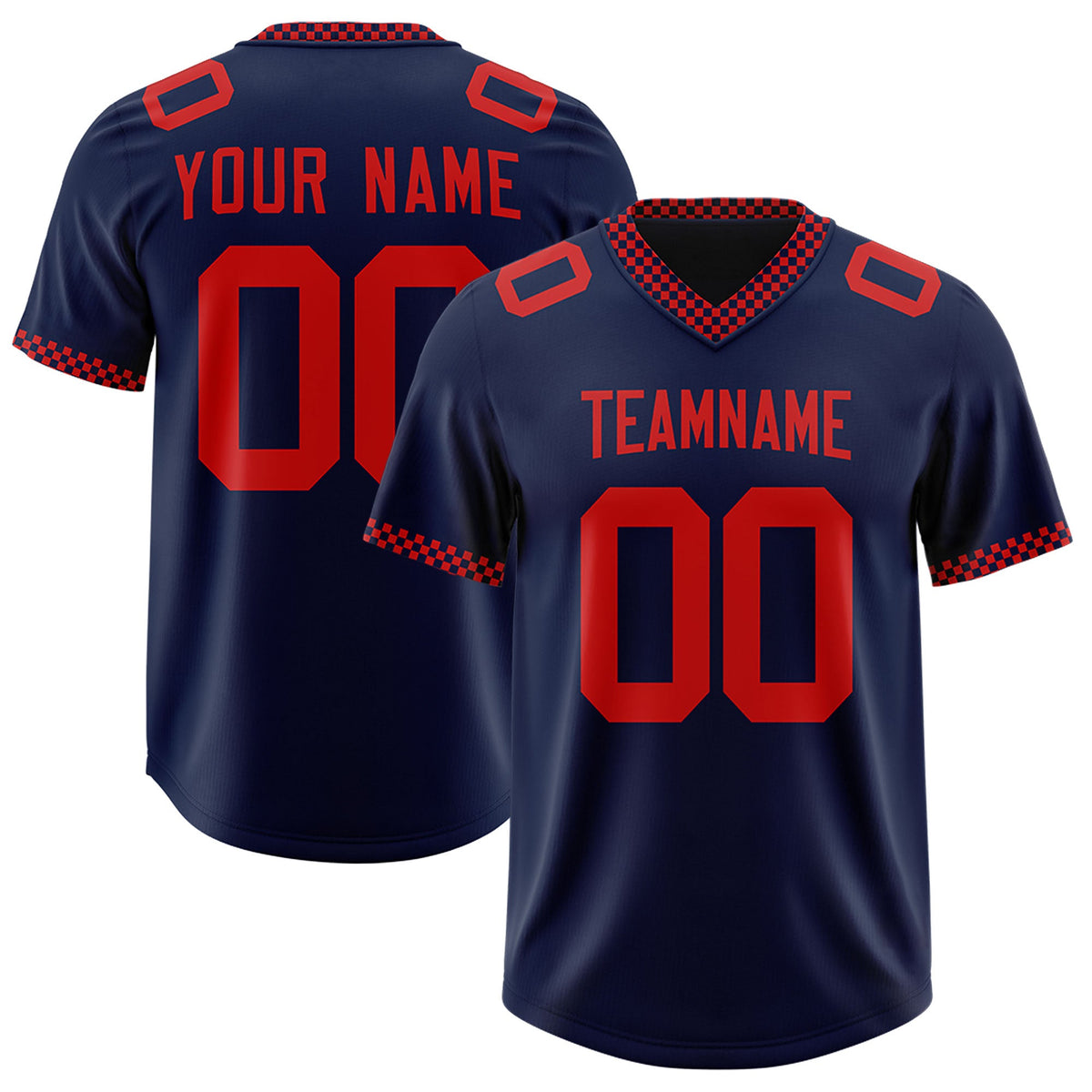 Custom Navy Red Personalized Neckline Square Classic Authentic Football Jersey