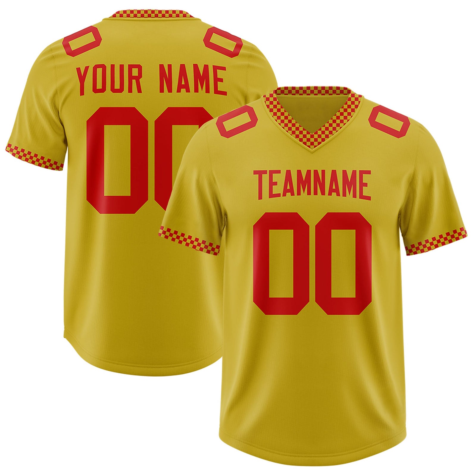 Custom Old Gold Red Personalized Neckline Square Classic Authentic Football Jersey