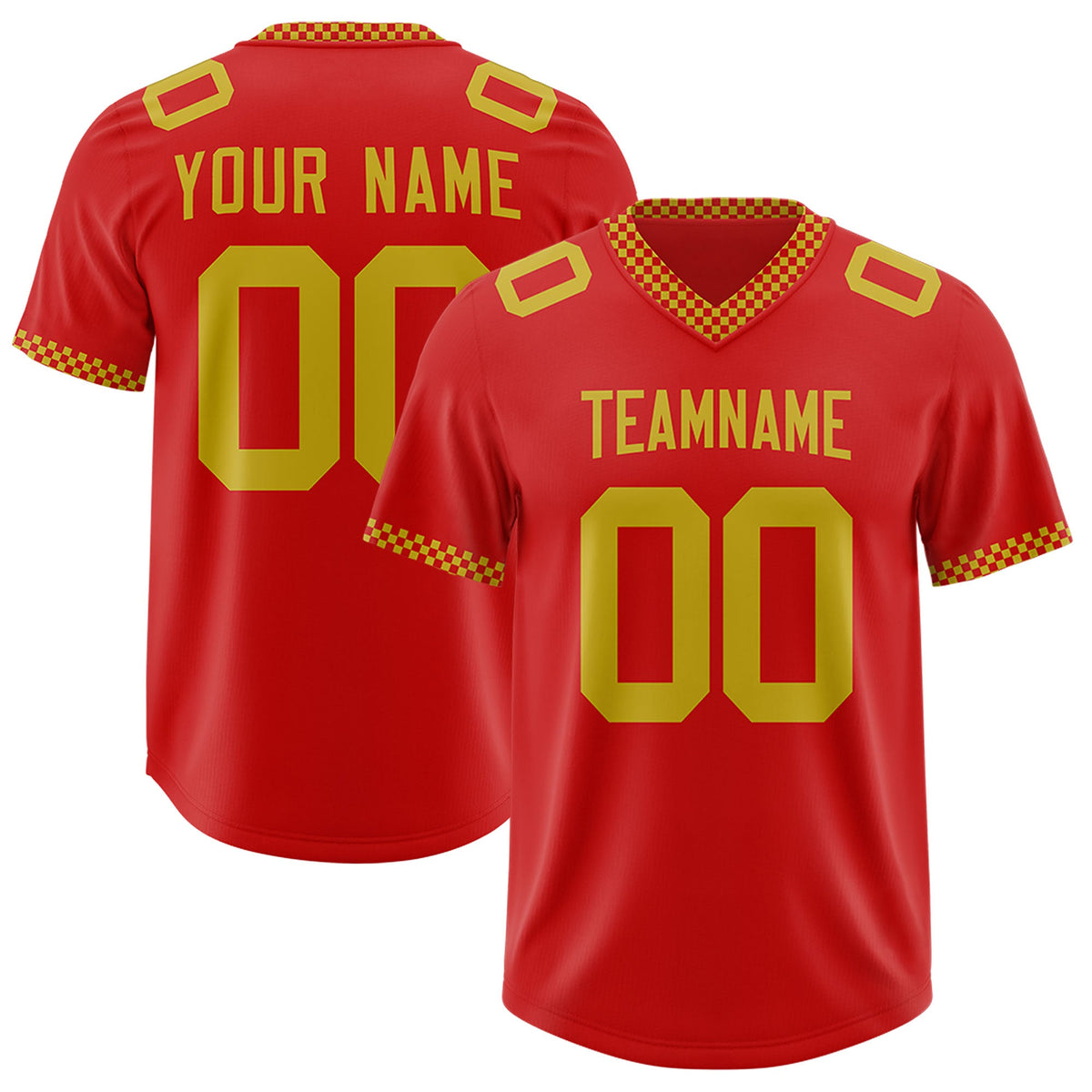 Custom Red Old Gold Personalized Neckline Square Classic Authentic Football Jersey