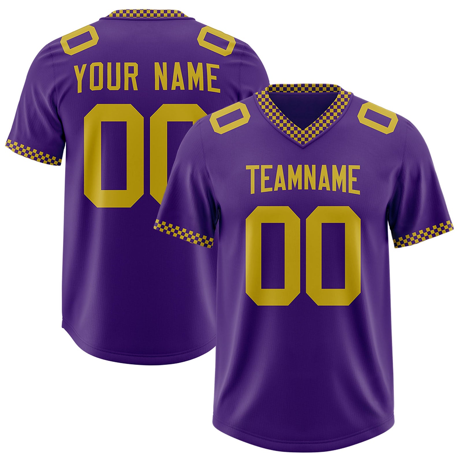 Custom Purple Old Gold Personalized Neckline Square Classic Authentic Football Jersey