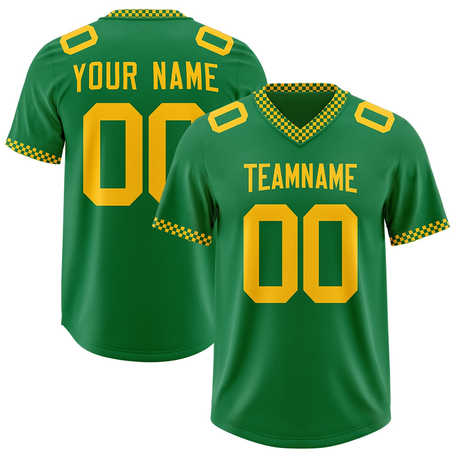 Custom Kelly Green Yellow Personalized Neckline Square Classic Authentic Football Jersey
