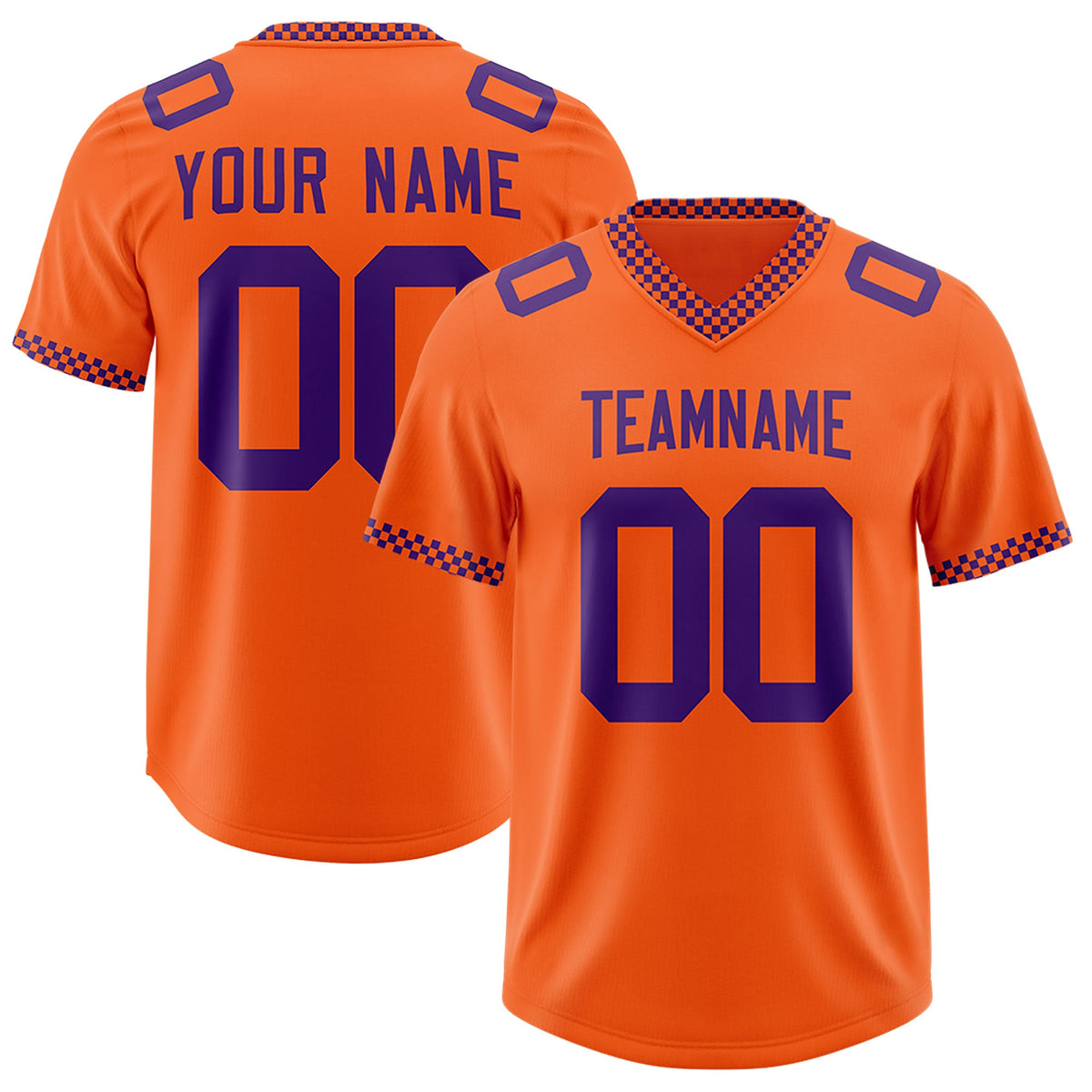 Custom Orange Purple Personalized Neckline Square Classic Authentic Football Jersey