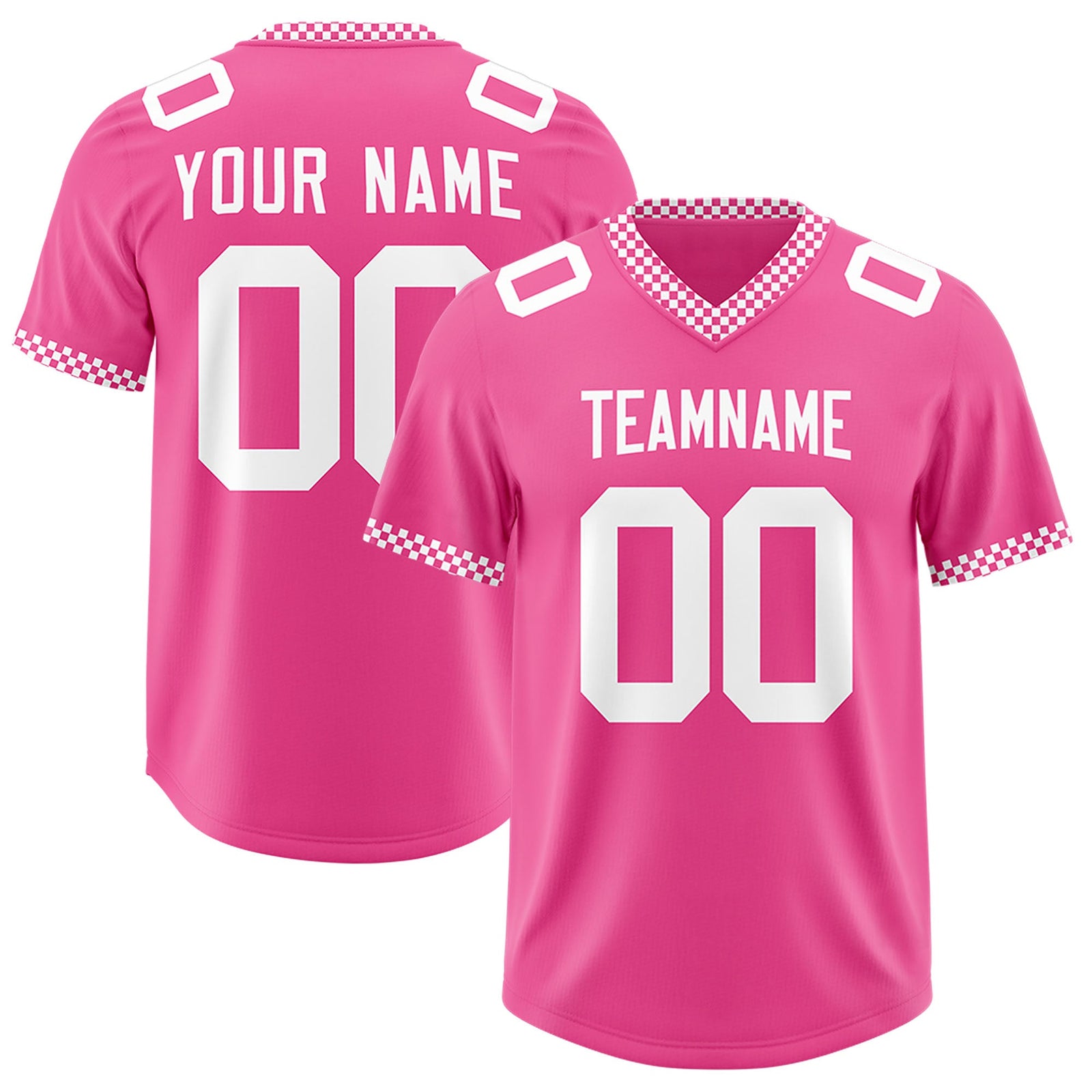 Custom Pink White Personalized Neckline Square Classic Authentic Football Jersey
