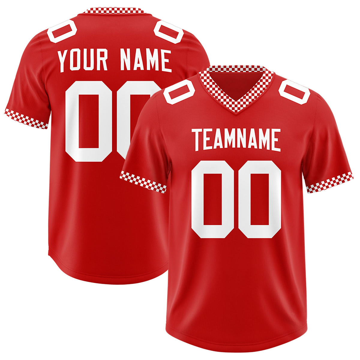 Custom Red White Personalized Neckline Square Classic Authentic Football Jersey