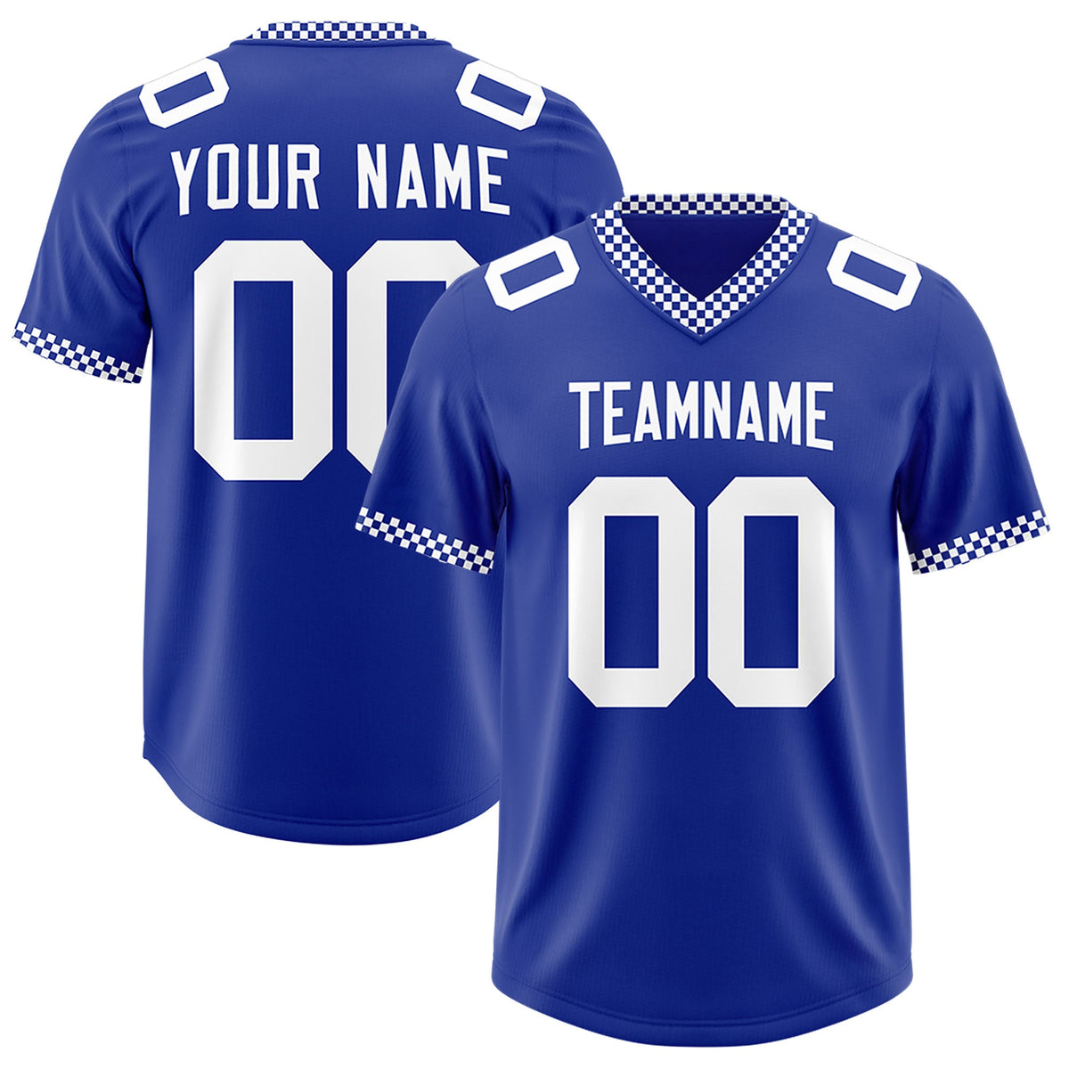Custom Royal White Personalized Neckline Square Classic Authentic Football Jersey