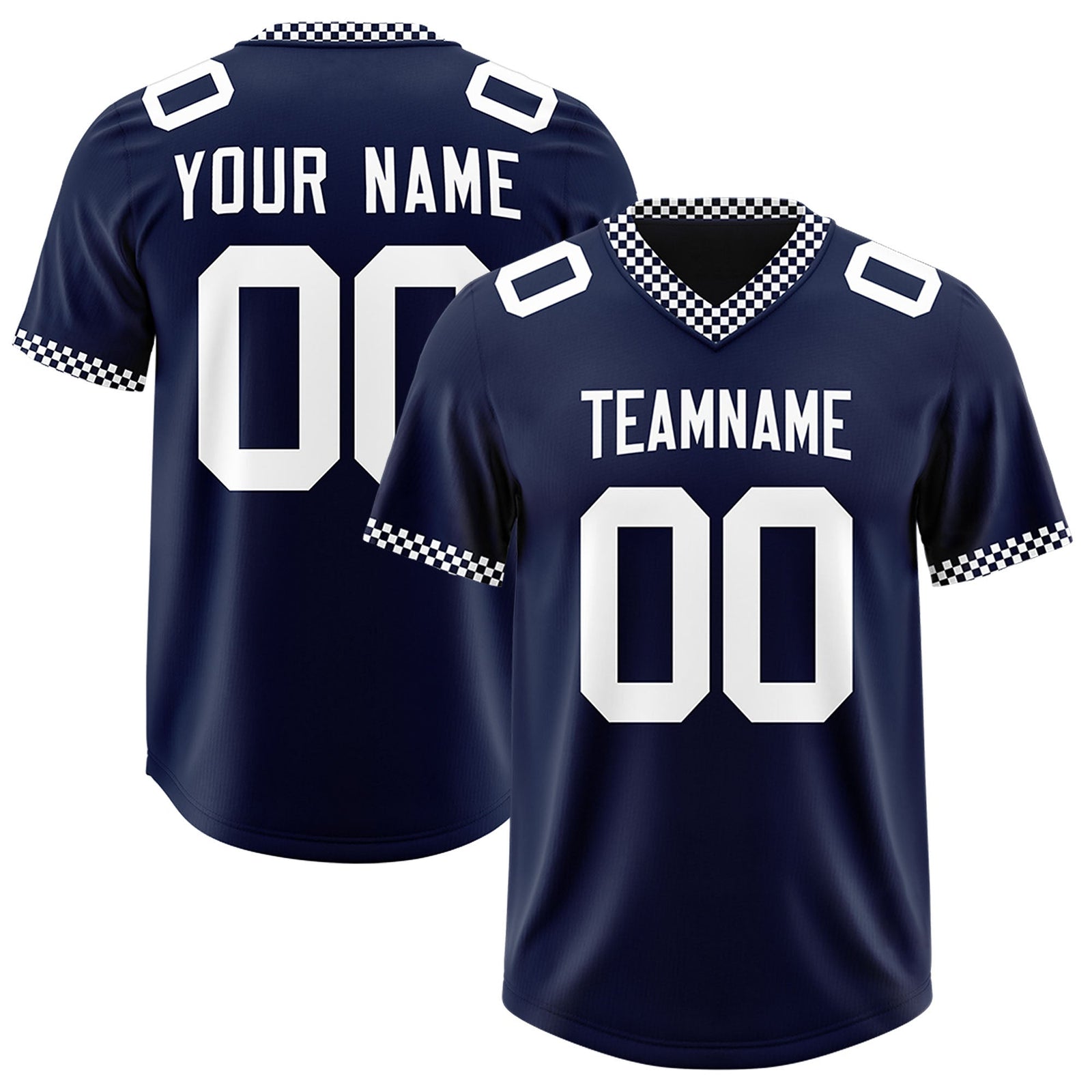 Custom Navy White Personalized Neckline Square Classic Authentic Football Jersey