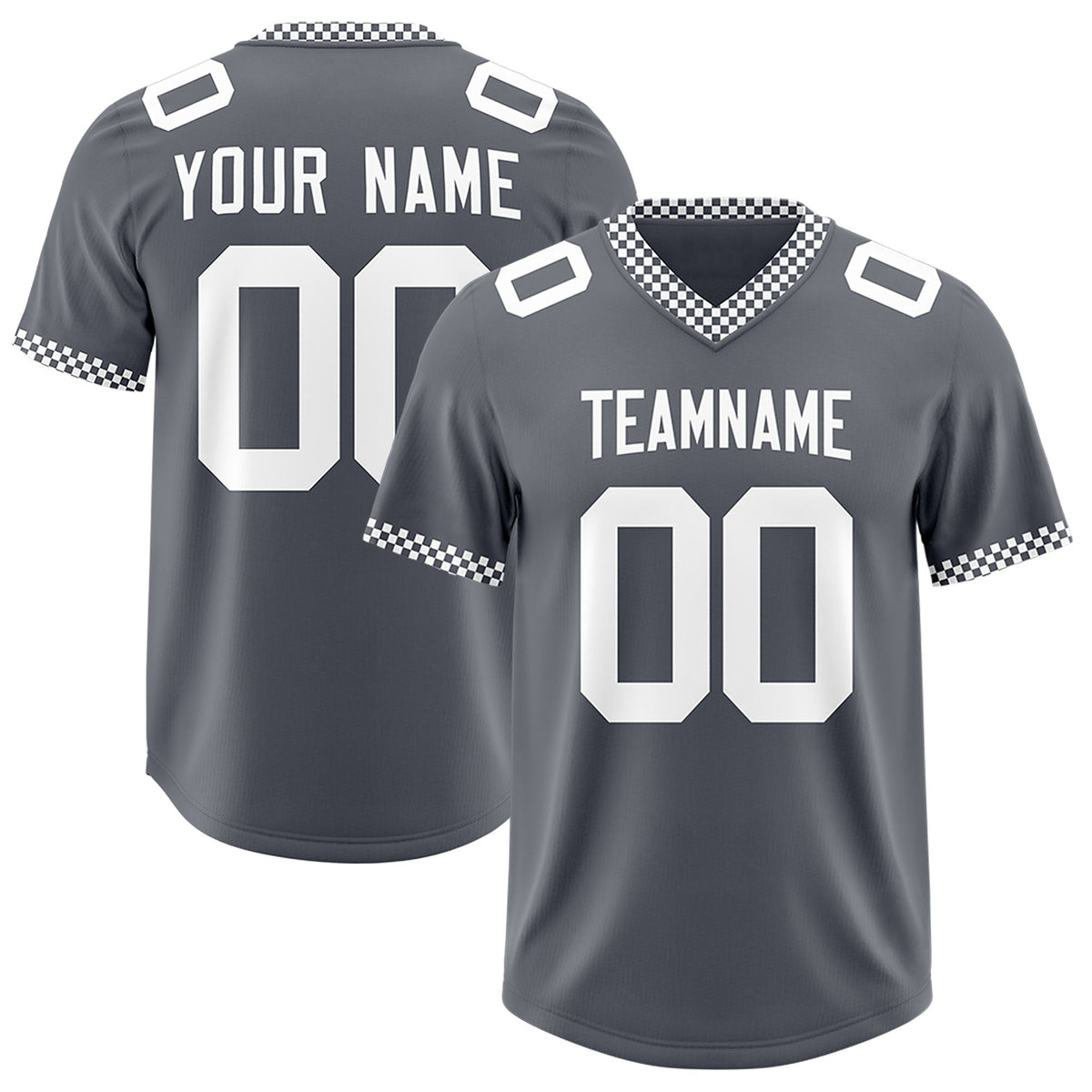 Custom Dark Gray White Personalized Neckline Square Classic Authentic Football Jersey