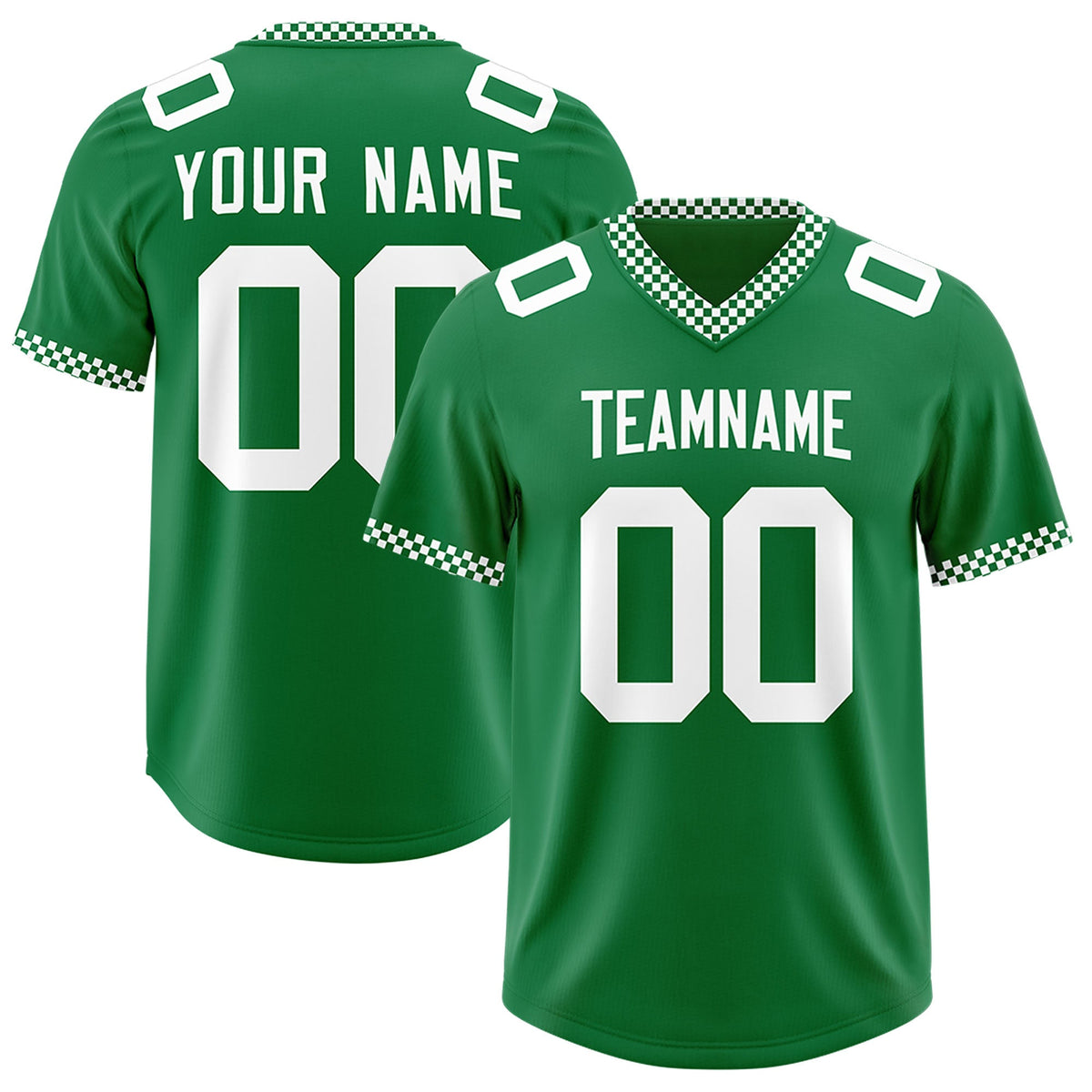 Custom Kelly Green White Personalized Neckline Square Classic Authentic Football Jersey