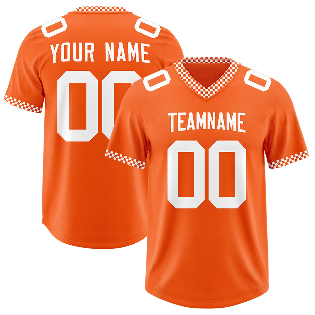 Custom Orange White Personalized Neckline Square Classic Authentic Football Jersey