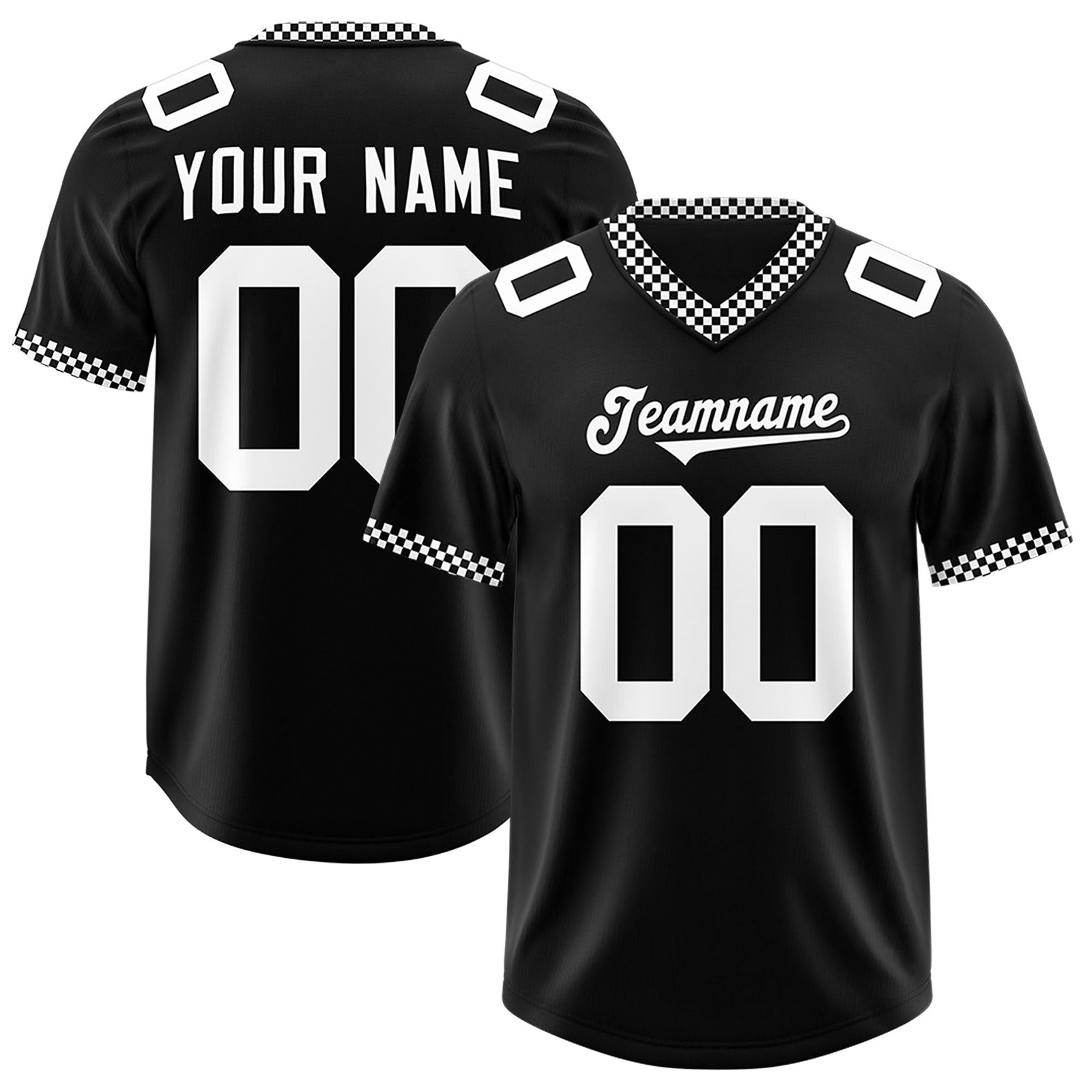 Custom Black White Personalized Neckline Square Classic Authentic Football Jersey