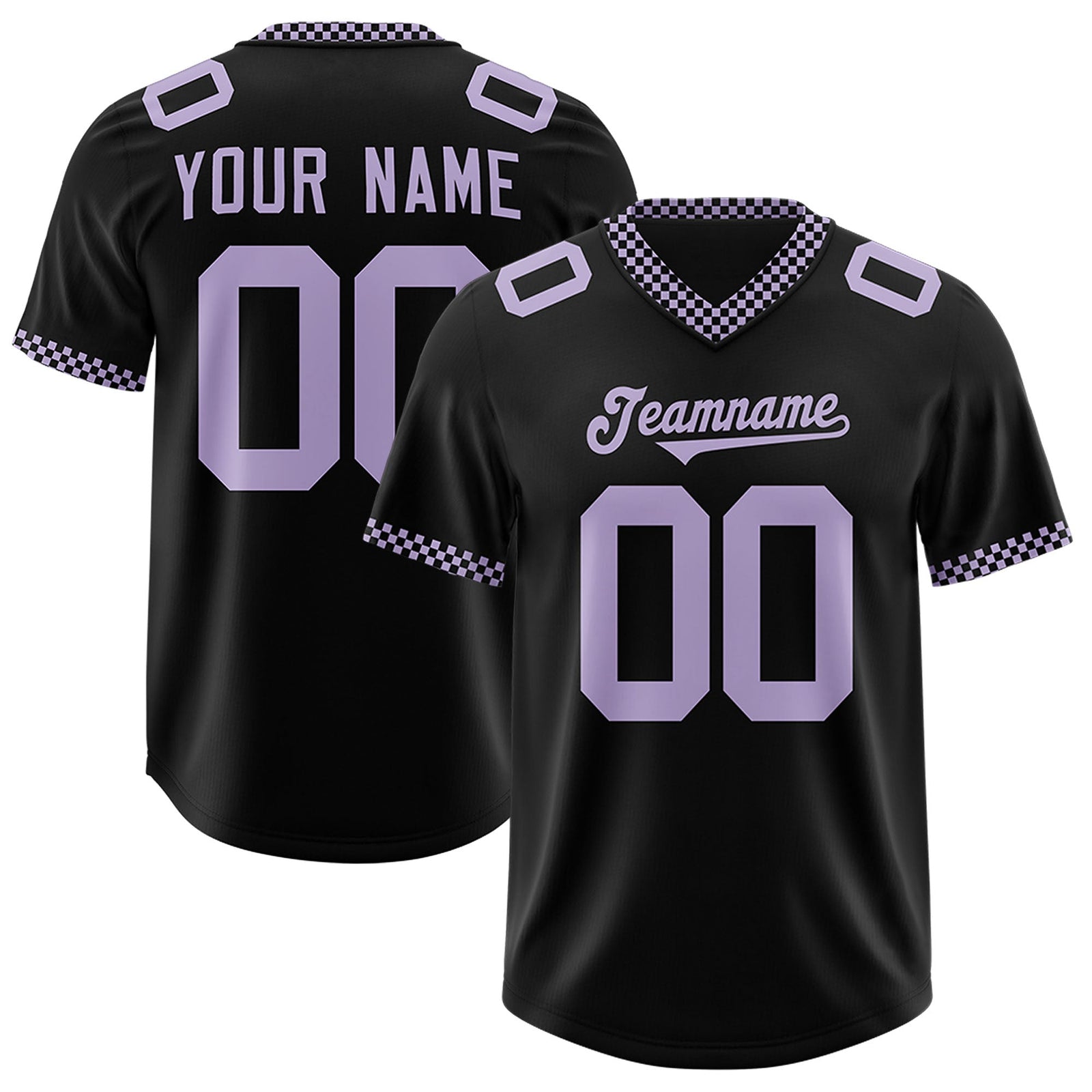 Custom Black Light Purple Personalized Neckline Square Classic Authentic Football Jersey