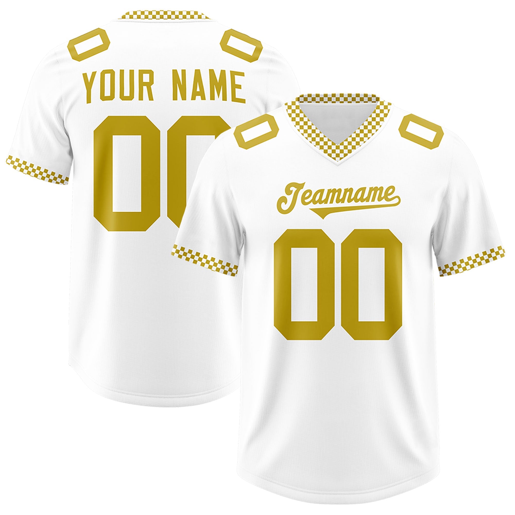 Custom White Old Gold Personalized Neckline Square Classic Authentic Football Jersey