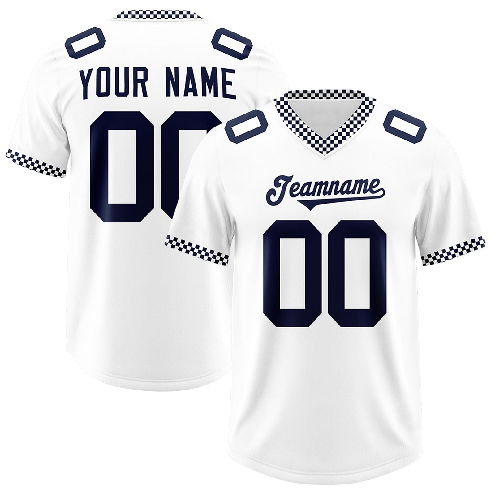 Custom White Navy Personalized Neckline Square Classic Authentic Football Jersey
