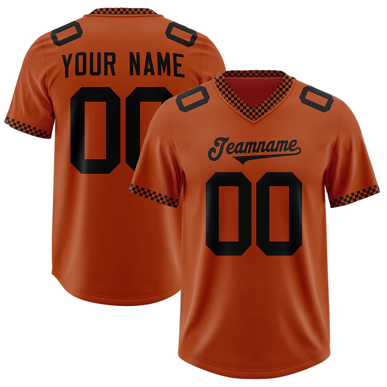 Custom Texas Orange Black Personalized Neckline Square Classic Authentic Football Jersey