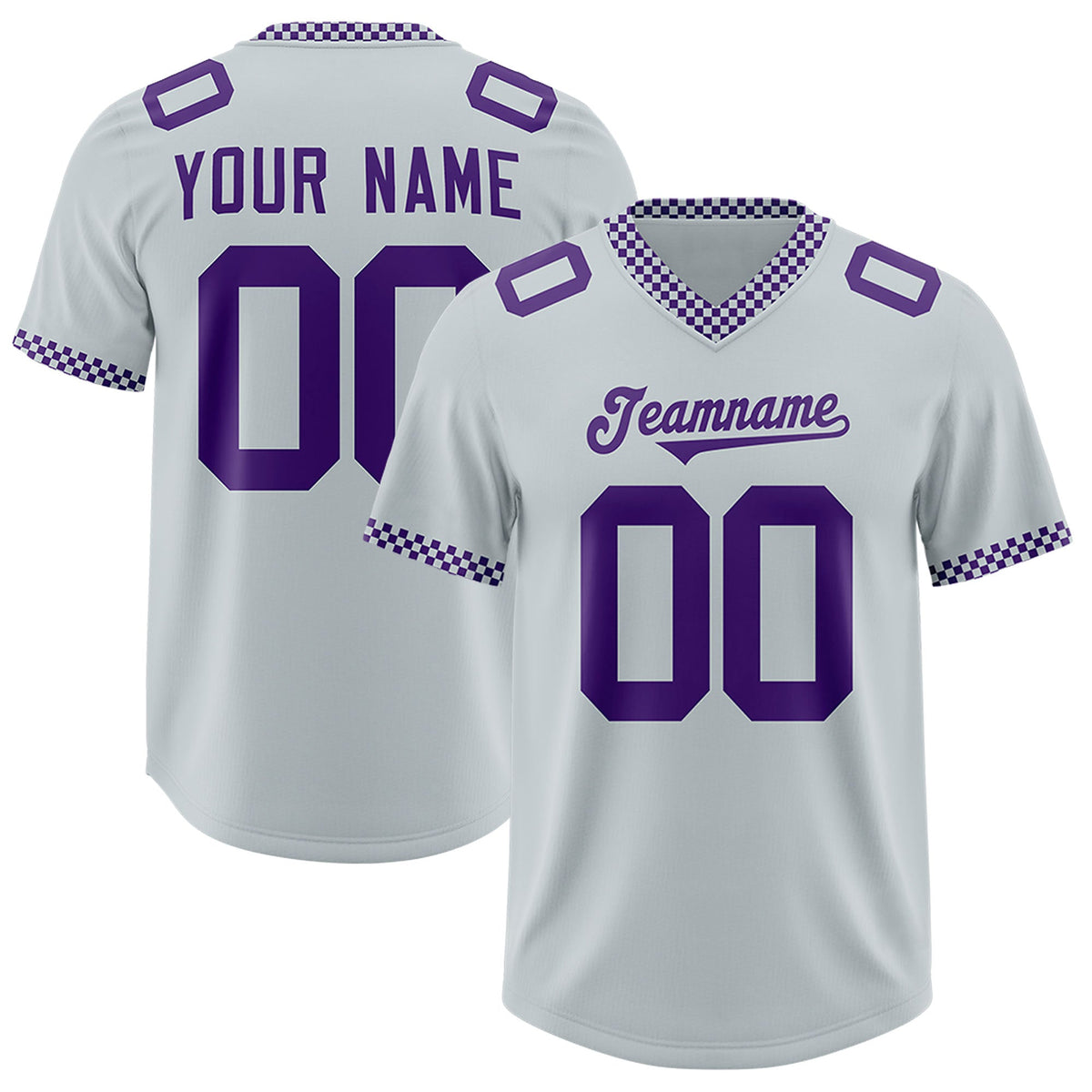 Custom Silver Purple Personalized Neckline Square Classic Authentic Football Jersey