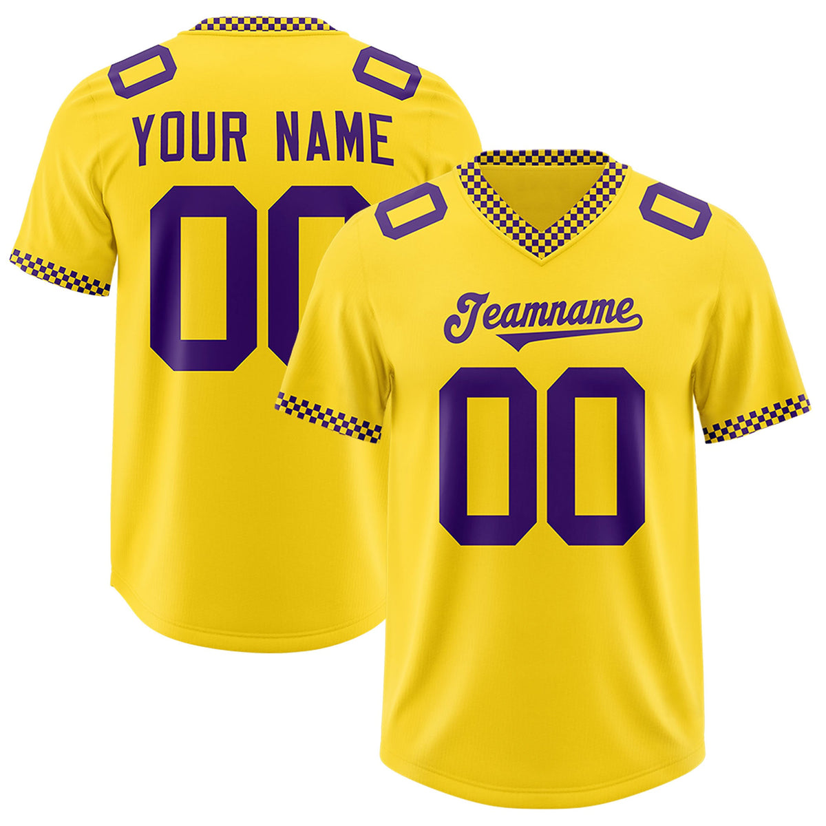 Custom Gold Purple Personalized Neckline Square Classic Authentic Football Jersey