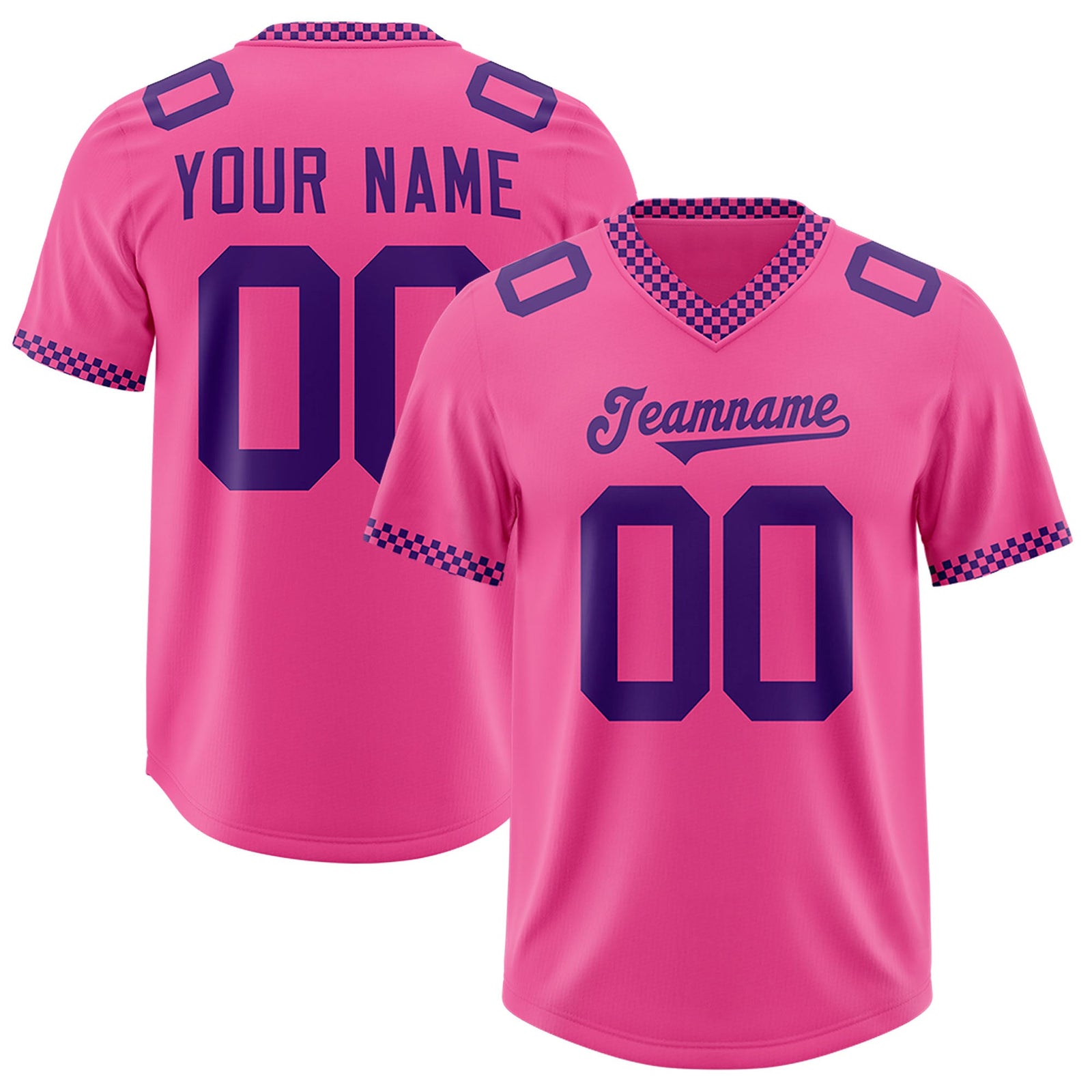 Custom Pink Purple Personalized Neckline Square Classic Authentic Football Jersey