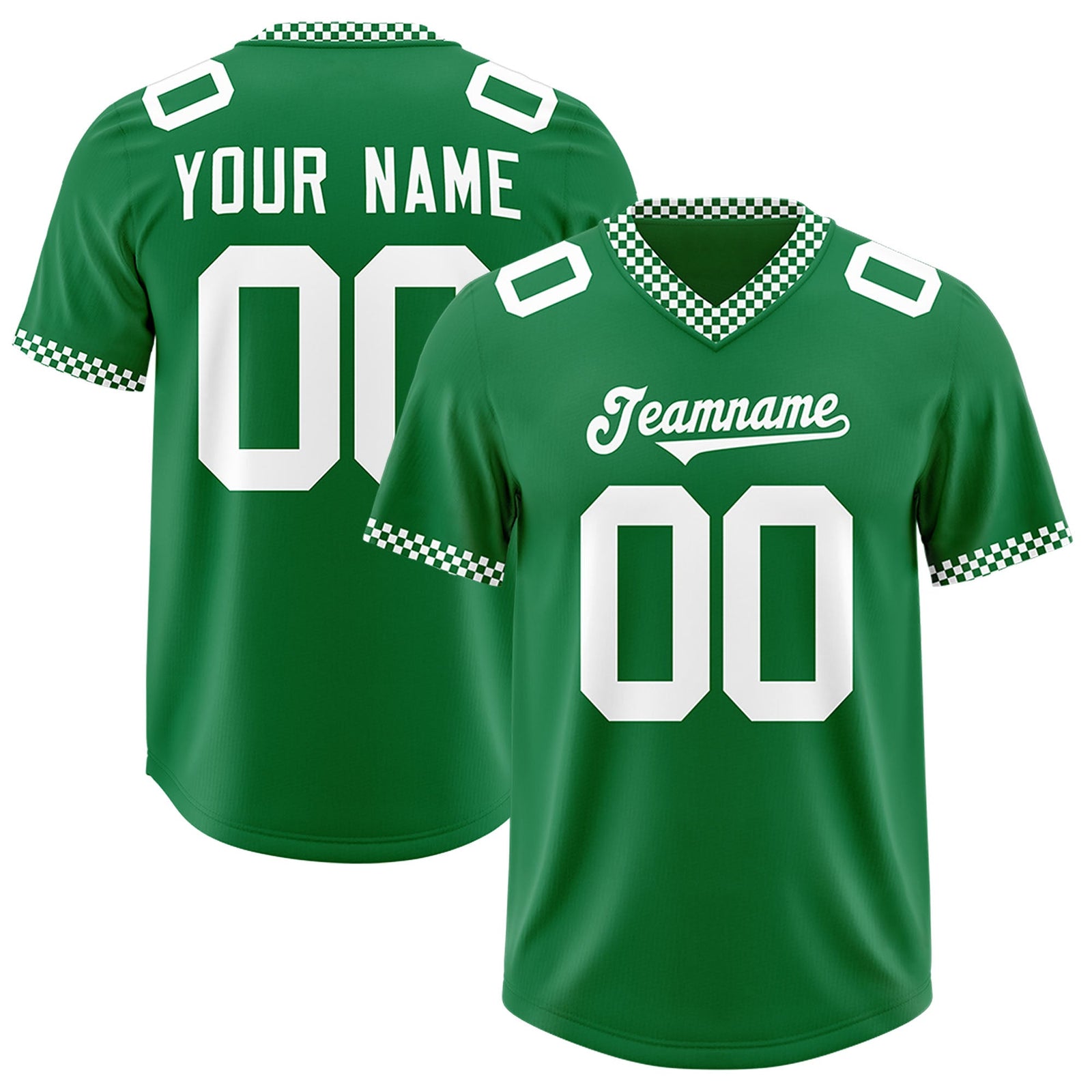 Custom Kelly Green White Personalized Neckline Square Classic Authentic Football Jersey
