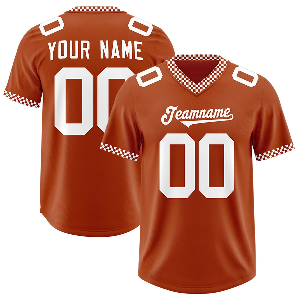 Custom Texas Orange White Personalized Neckline Square Classic Authentic Football Jersey