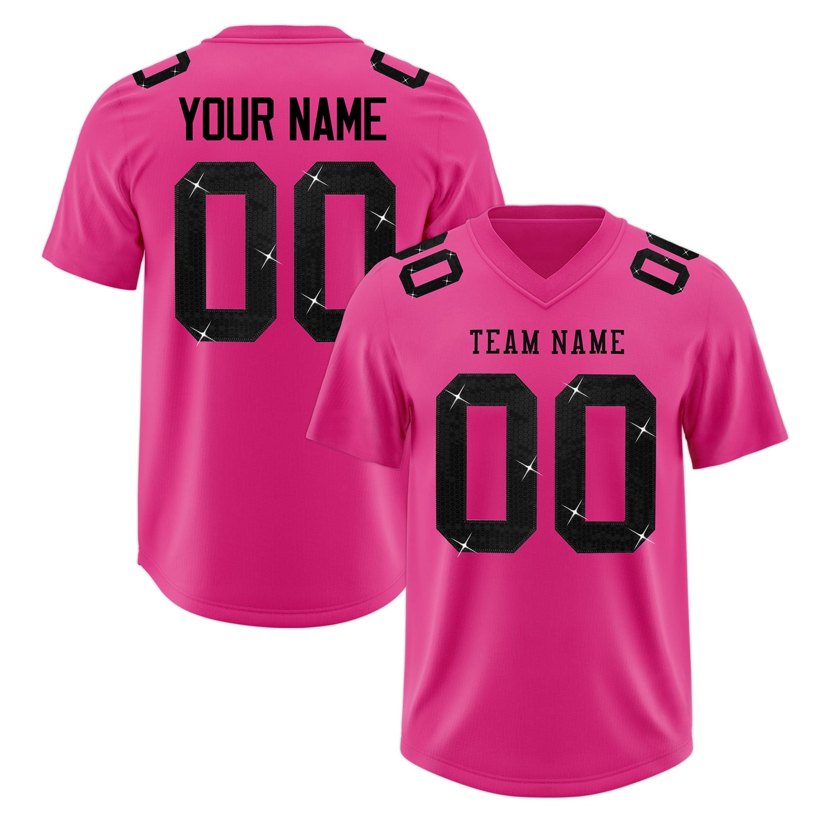 Custom Rose Red Black sequin lettering Breathable Football Jersey| KXKSHOP