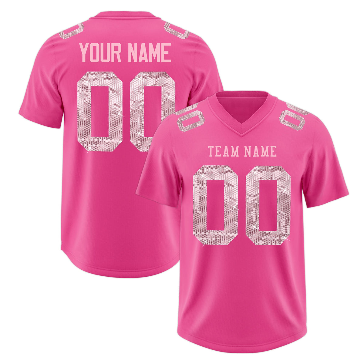 Custom Pink Light Pink sequin lettering Breathable Football Jersey| KXKSHOP