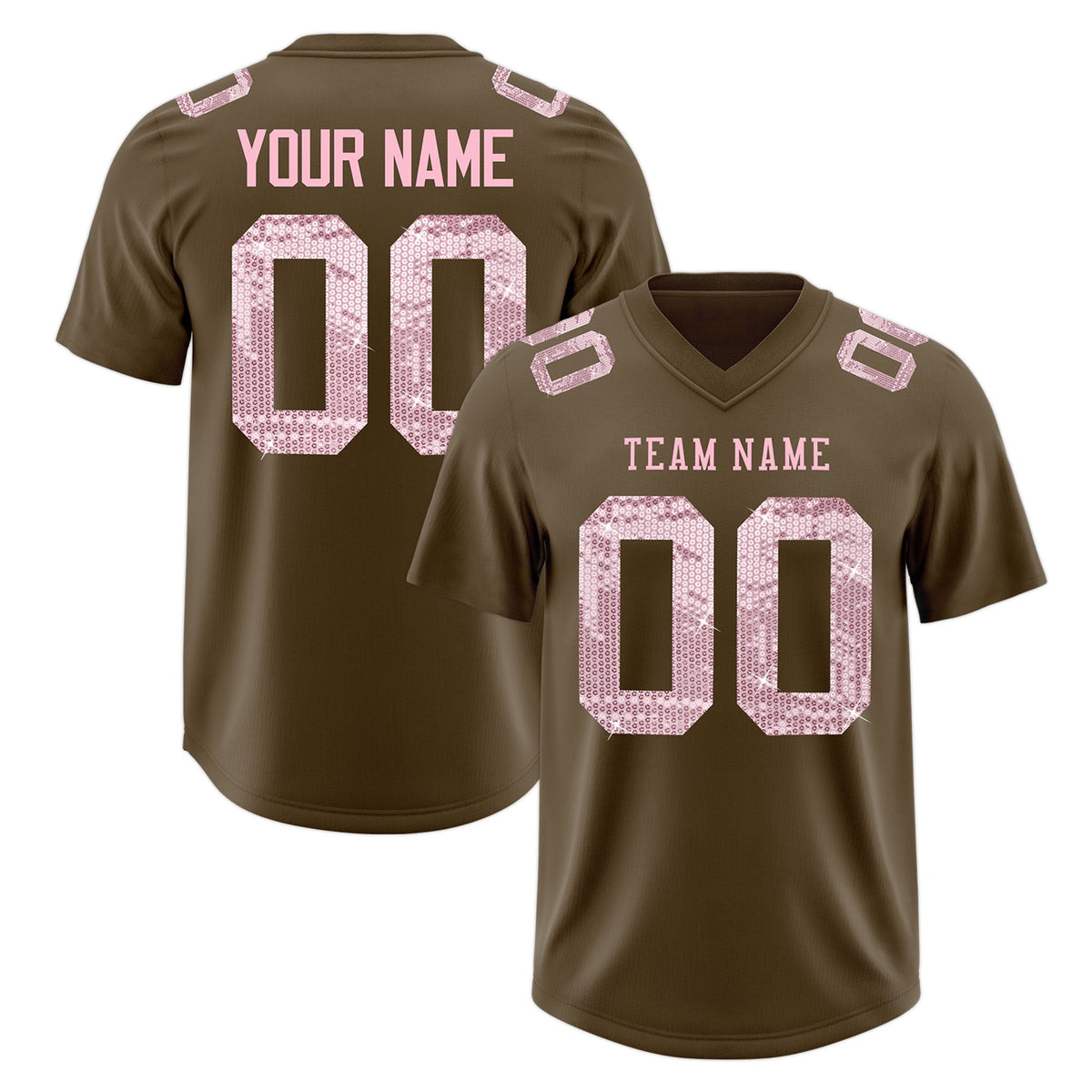 Custom Light Brown Light Pink sequin lettering Breathable Football Jersey| KXKSHOP