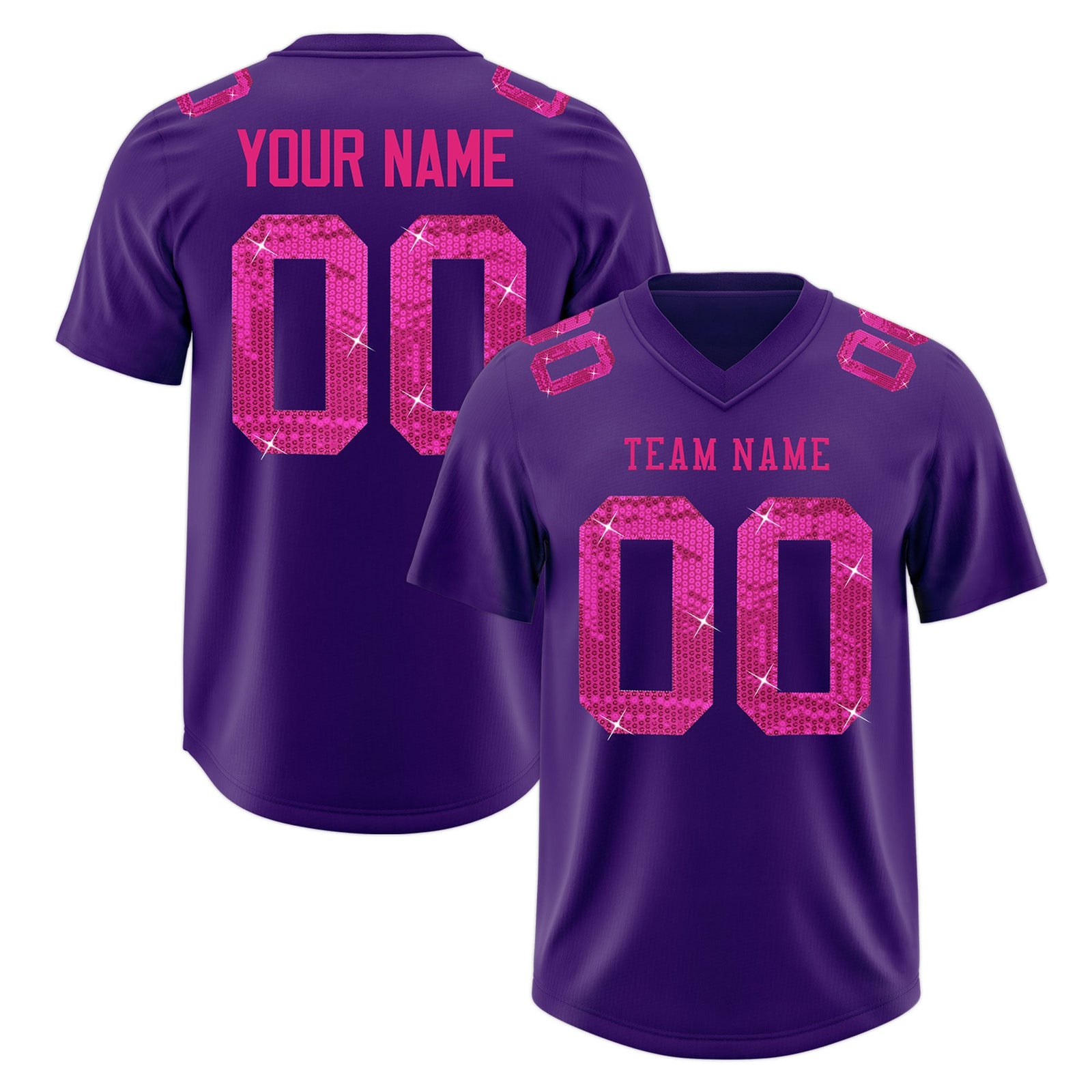 Custom Purple Pink sequin lettering Breathable Football Jersey| KXKSHOP