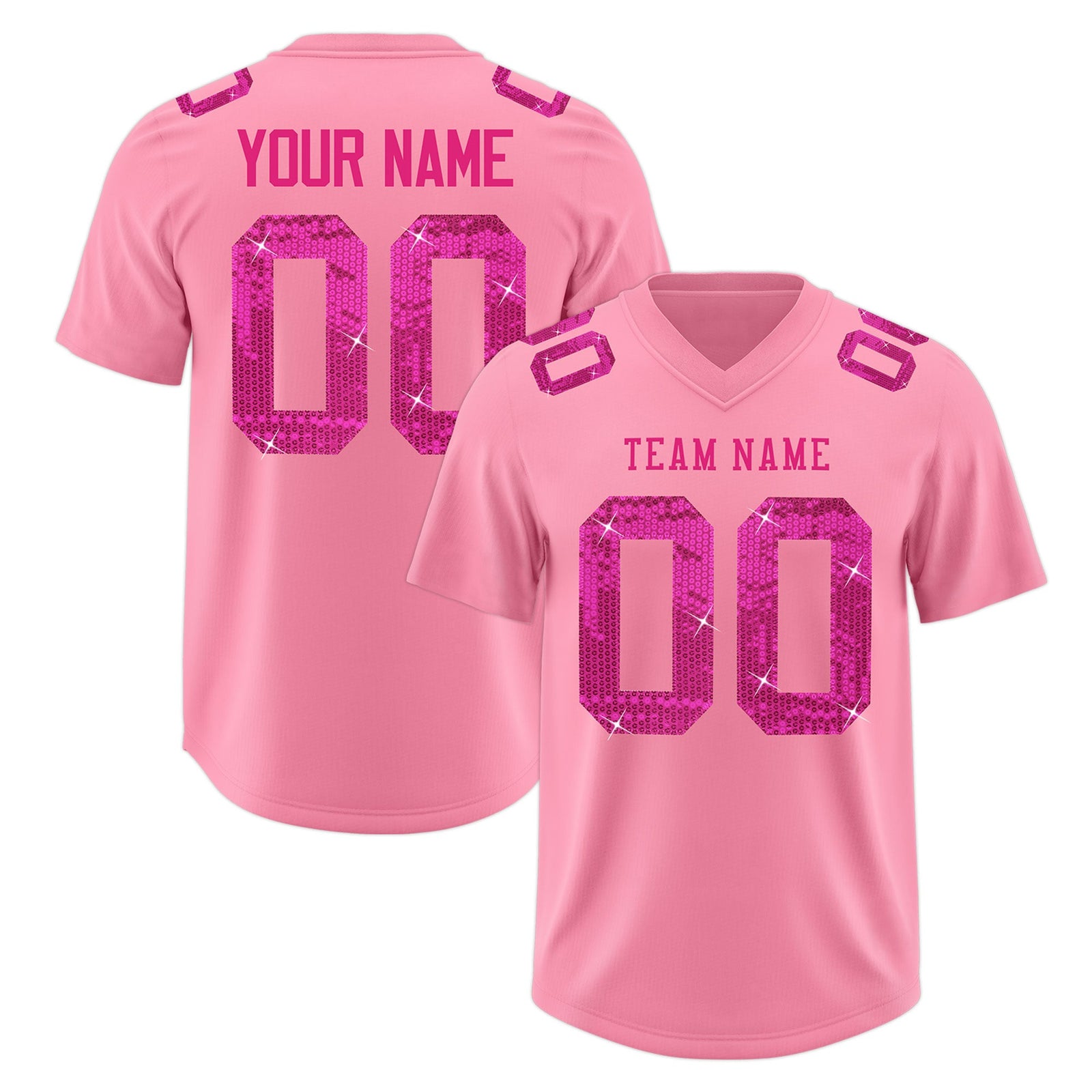 Custom Light Pink Pink sequin lettering Breathable Football Jersey| KXKSHOP