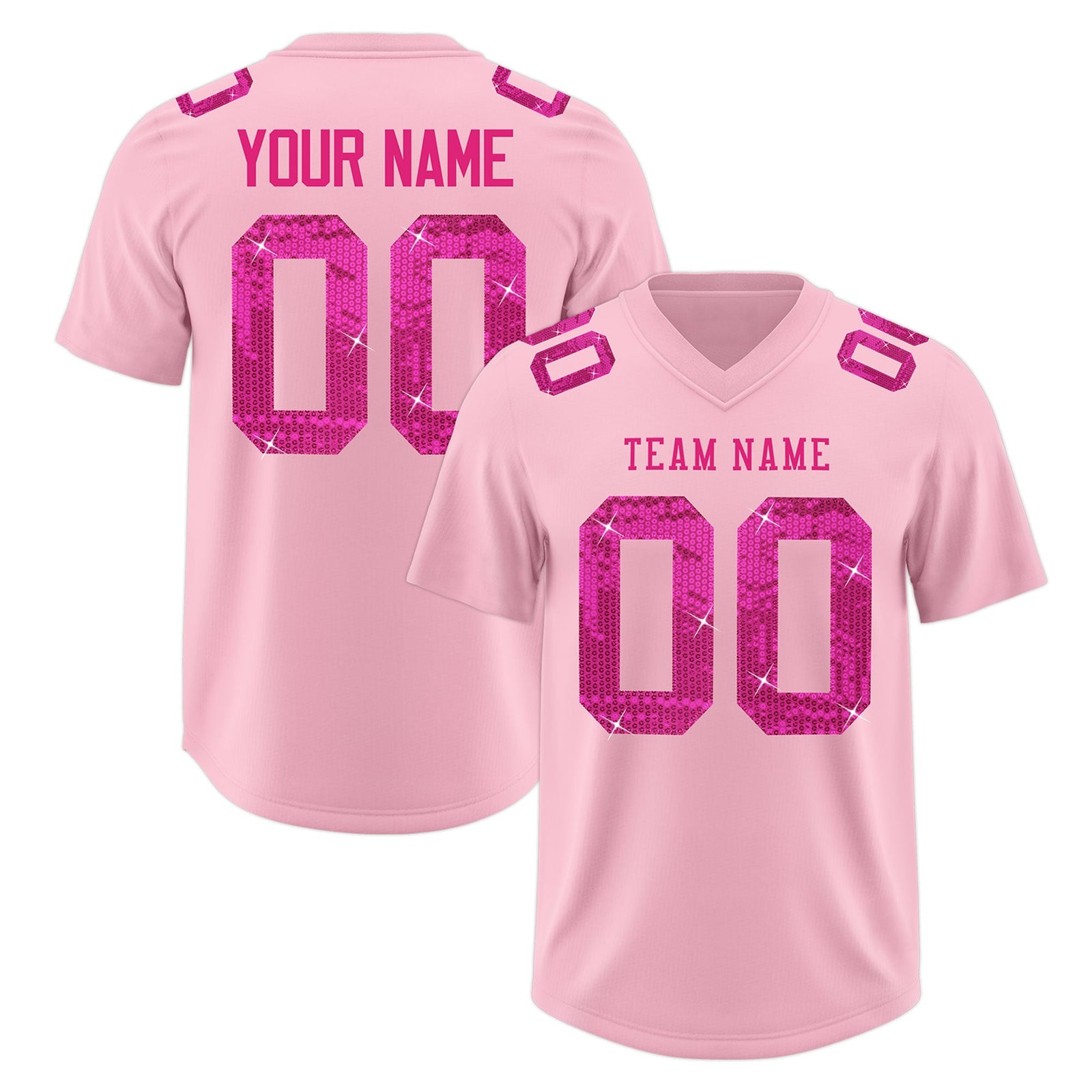 Custom Light Pink Pink sequin lettering Breathable Football Jersey| KXKSHOP