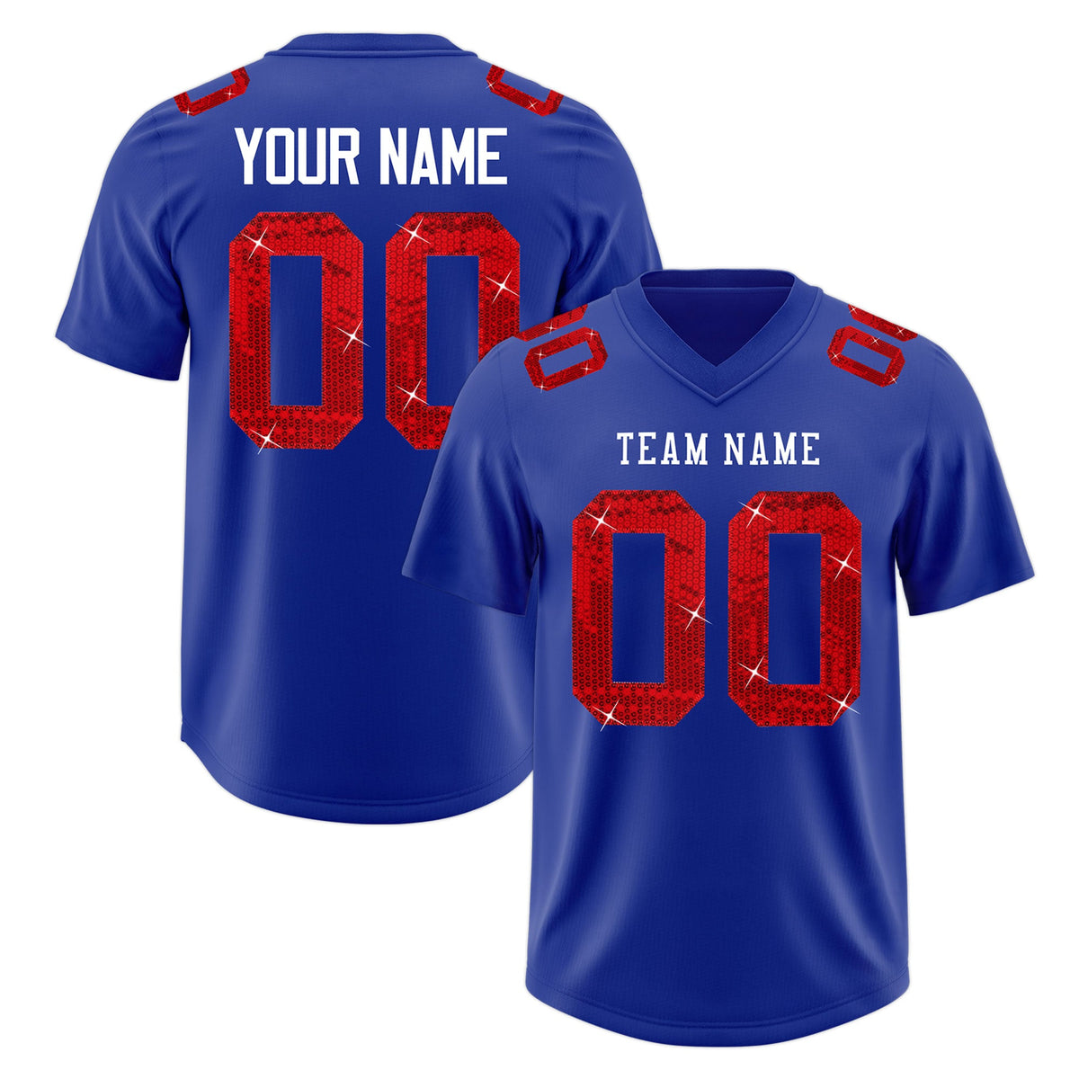 Custom Royal Blue White sequin lettering Breathable Football Jersey| KXKSHOP