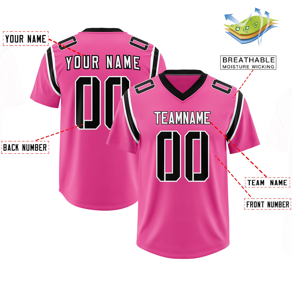 Custom Pink Personalized Shoulder Cut Two-Tone Authentic Football Jersey