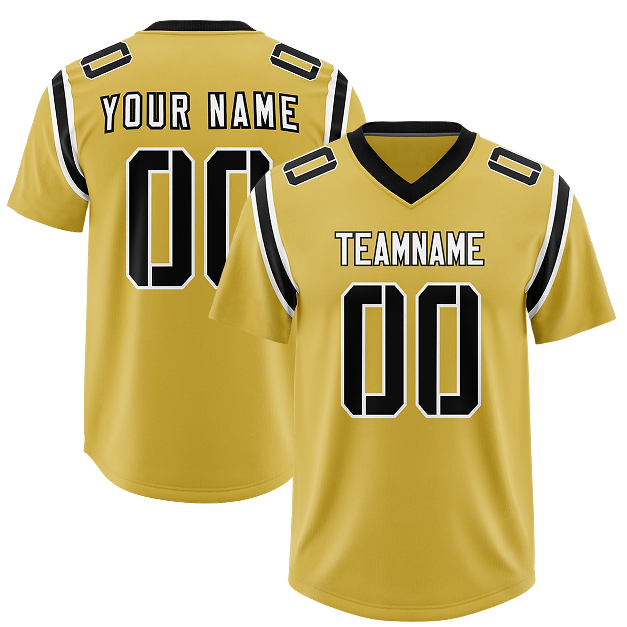 Custom Old Gold Personalized Shoulder Cut Two-Tone Authentic Football Jersey