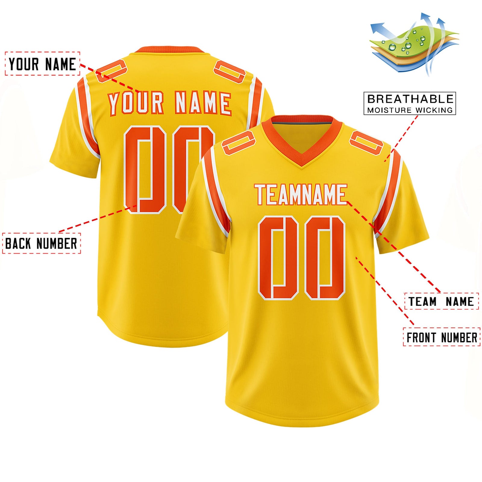 Custom Gold Personalized Shoulder Cut Two-Tone Authentic Football Jersey