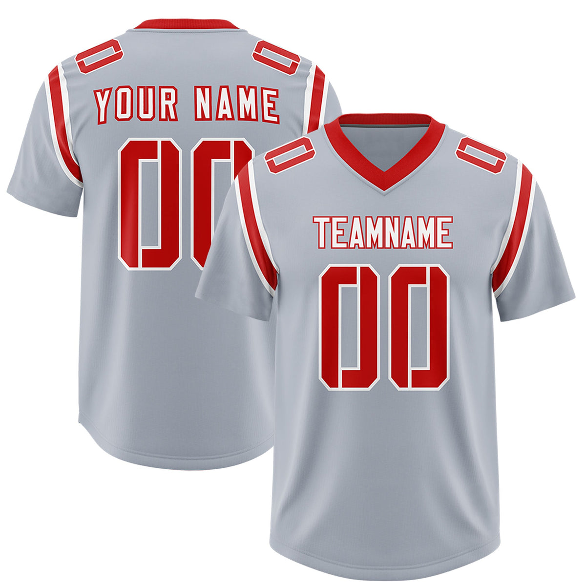 Custom Silver Personalized Shoulder Cut Two-Tone Authentic Football Jersey