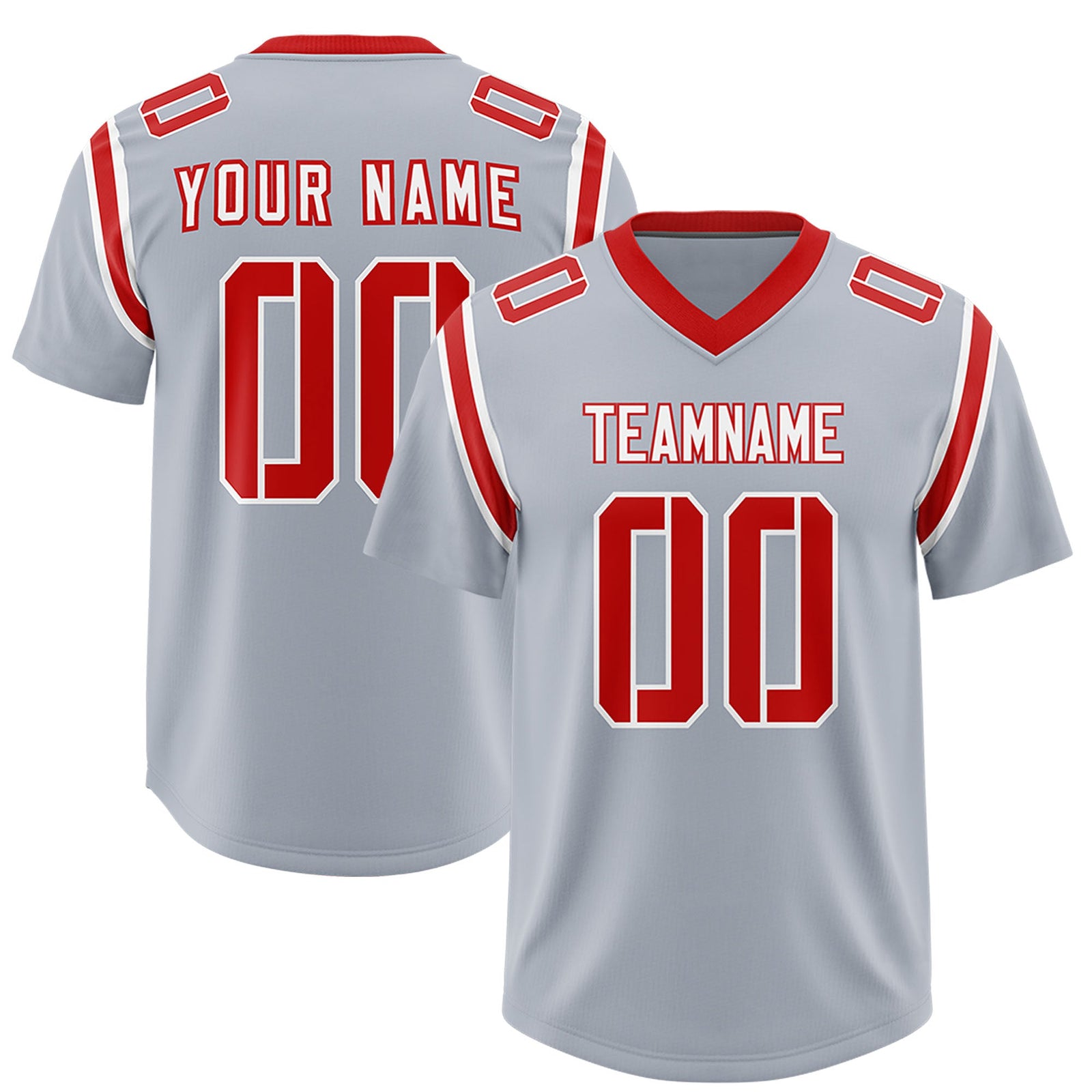 Custom Silver Personalized Shoulder Cut Two-Tone Authentic Football Jersey