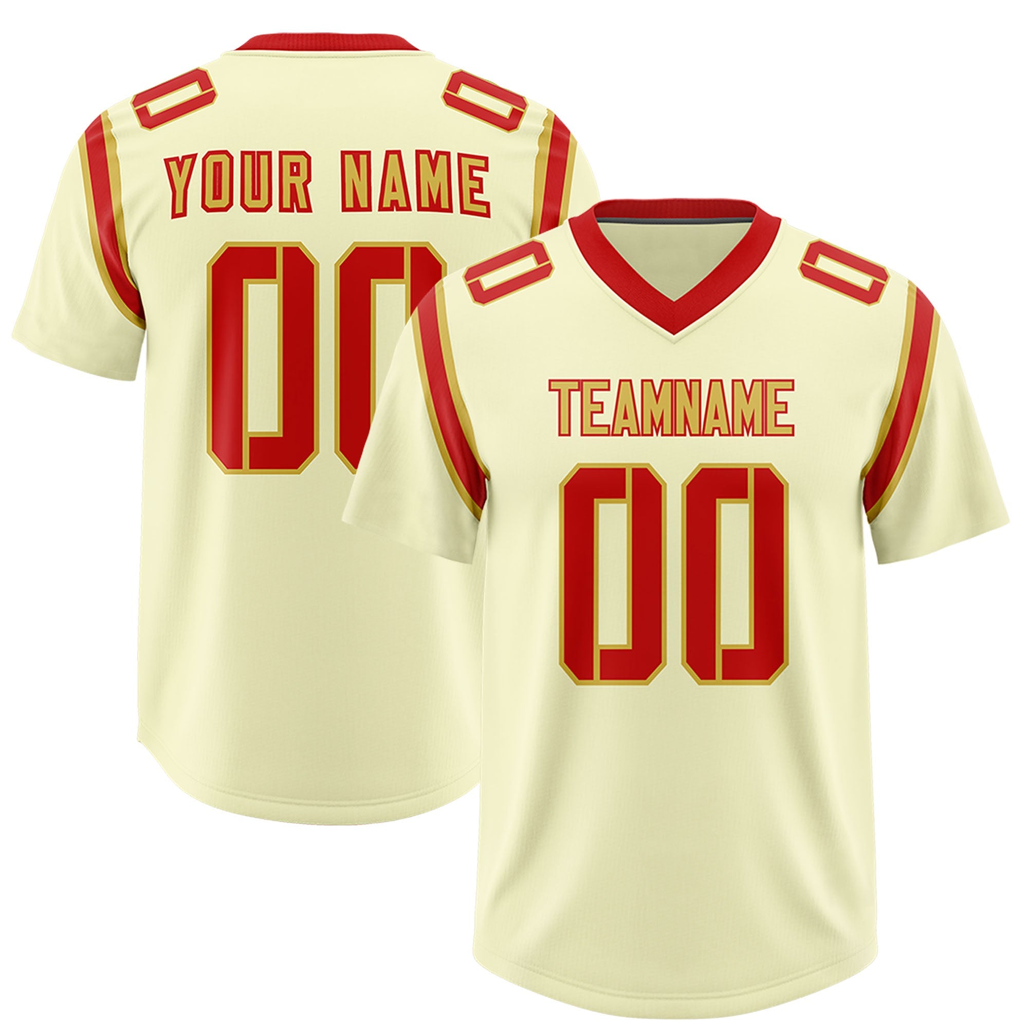 Custom Cream Personalized Shoulder Cut Two-Tone Authentic Football Jersey