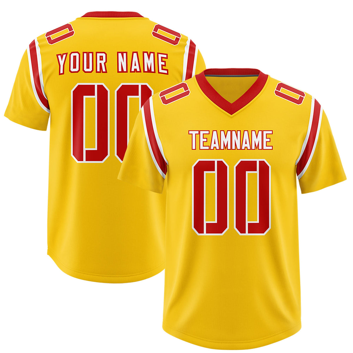 Custom Gold Personalized Shoulder Cut Two-Tone Authentic Football Jersey