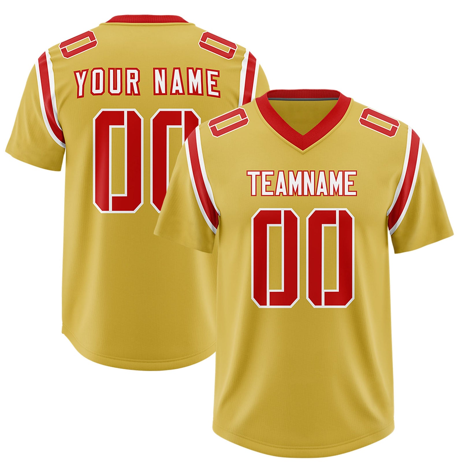 Custom Old Gold Personalized Shoulder Cut Two-Tone Authentic Football Jersey