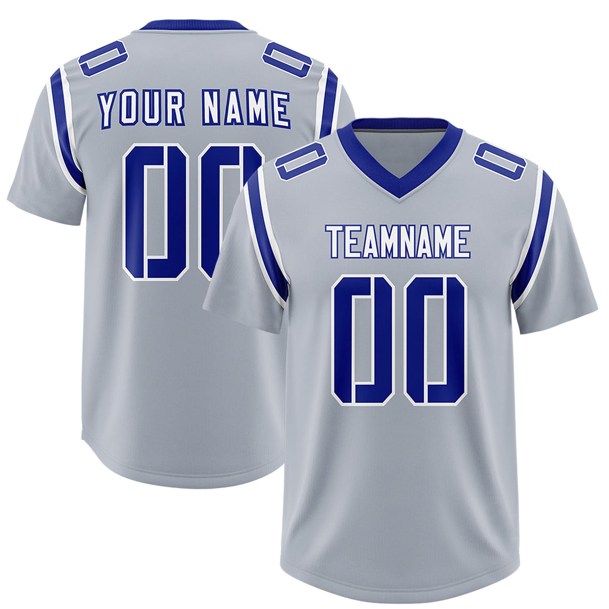 Custom Silver Personalized Shoulder Cut Two-Tone Authentic Football Jersey