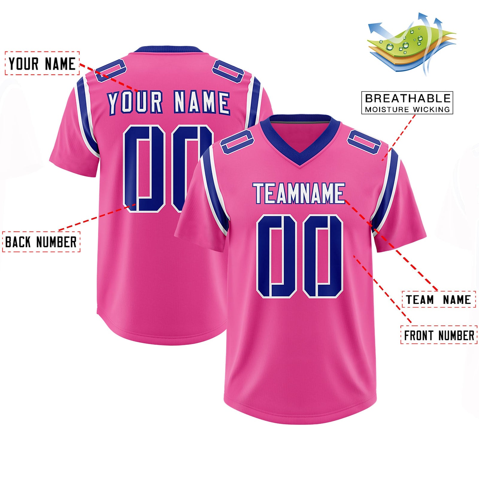 Custom Pink Personalized Shoulder Cut Two-Tone Authentic Football Jersey