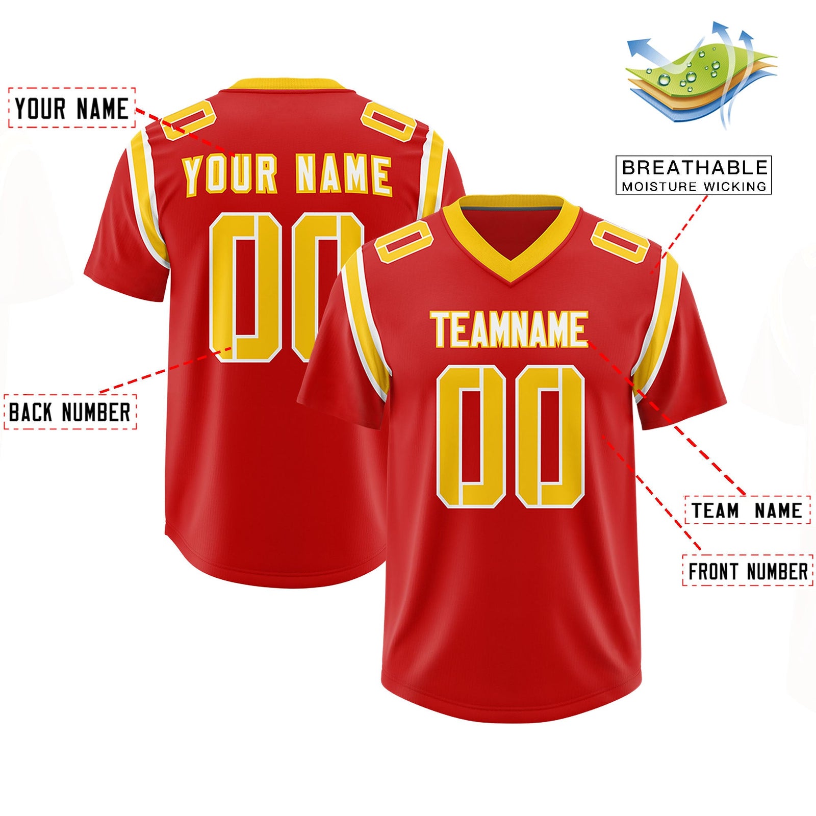 Custom Red Personalized Shoulder Cut Two-Tone Authentic Football Jersey