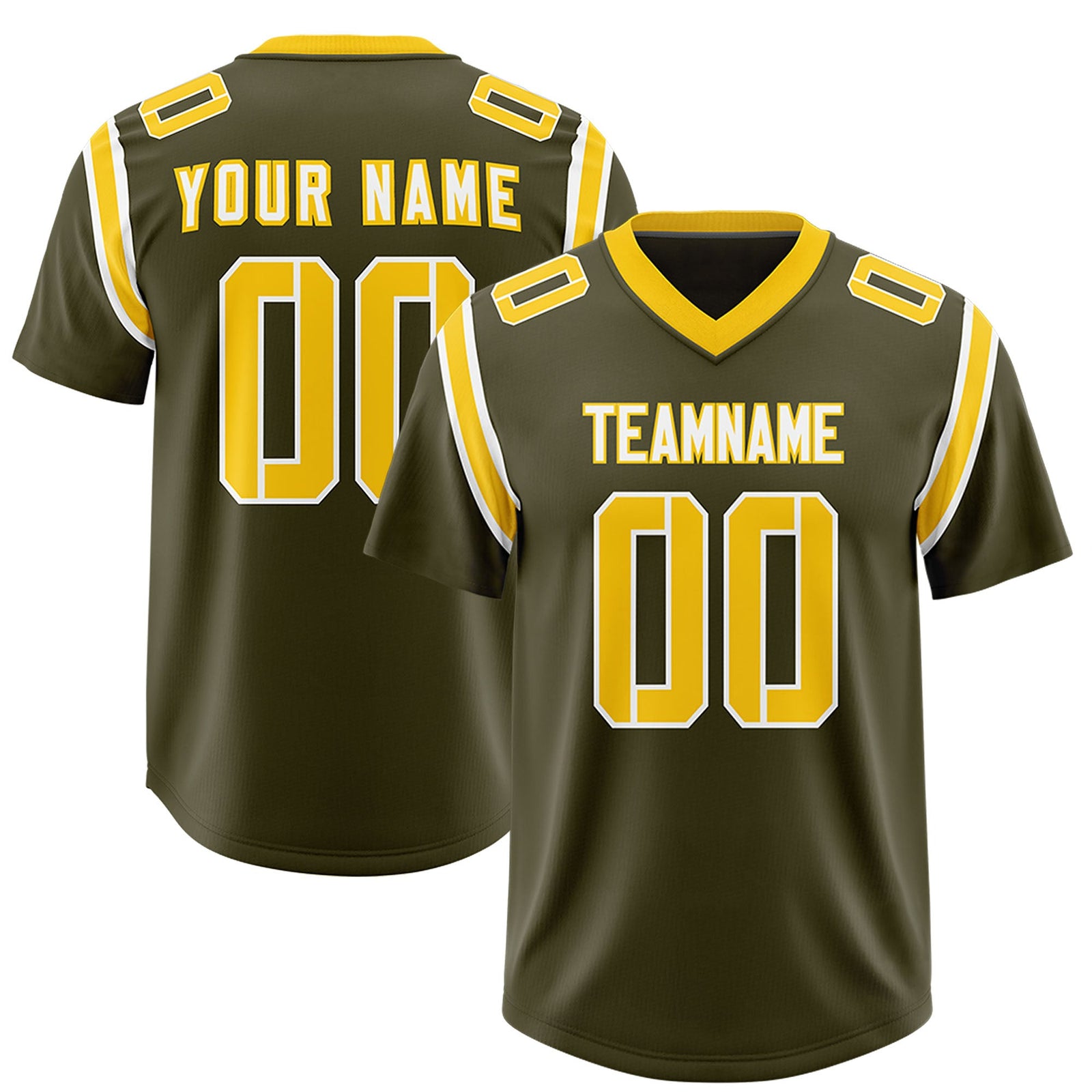 Custom Olive Personalized Shoulder Cut Two-Tone Authentic Football Jersey
