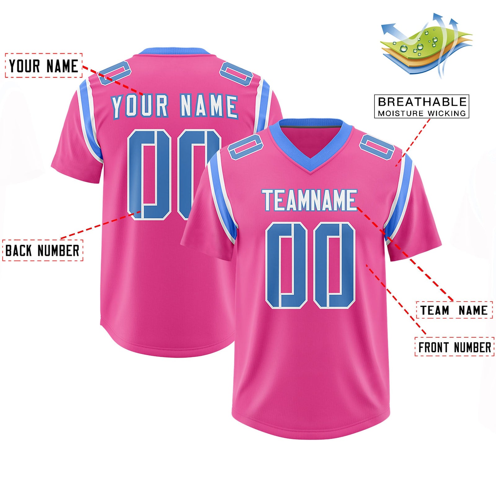 Custom Pink Personalized Shoulder Cut Two-Tone Authentic Football Jersey