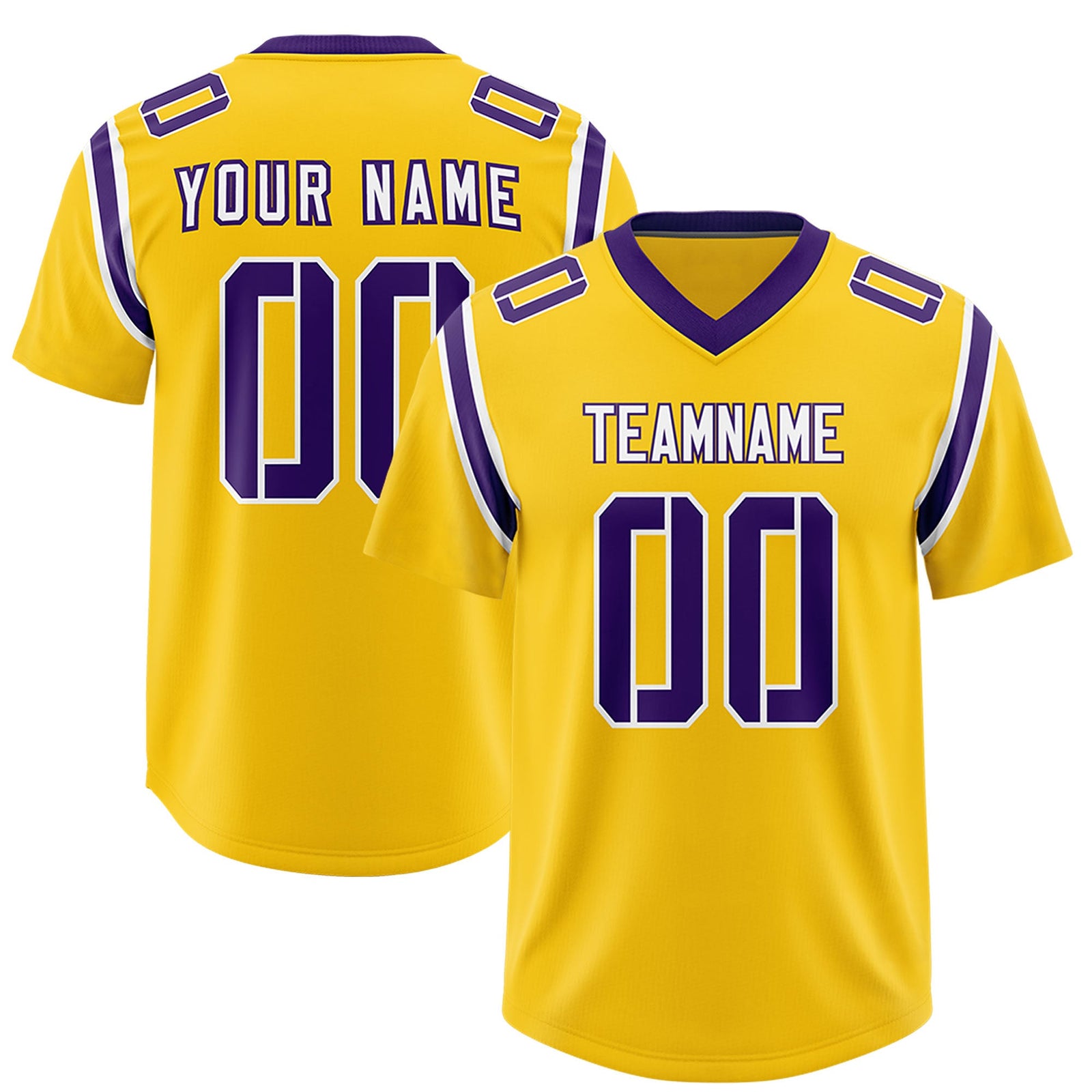 Custom Gold Personalized Shoulder Cut Two-Tone Authentic Football Jersey